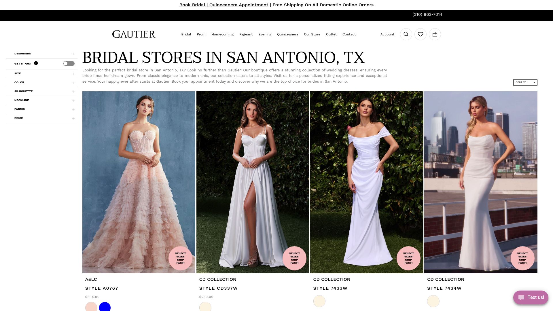 Gautier bridal collection display