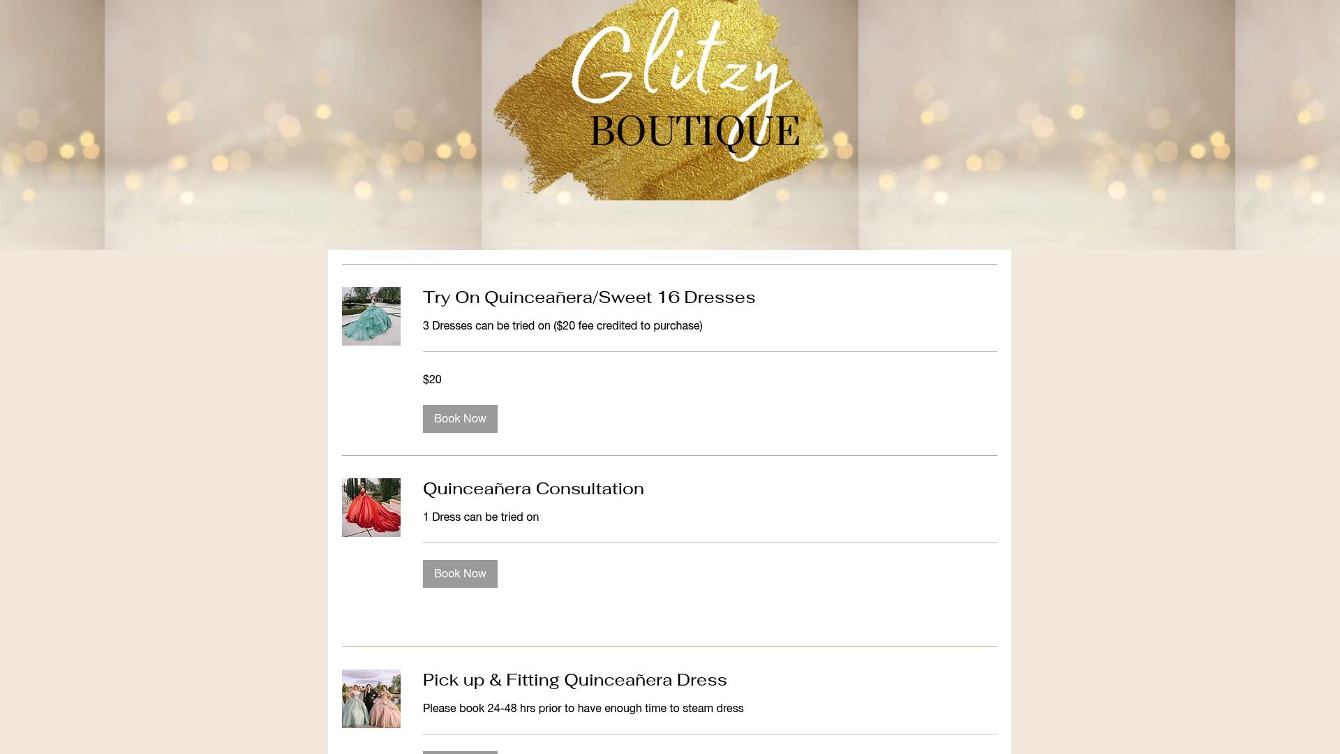 Glitzy Boutique trendy bridal shop website