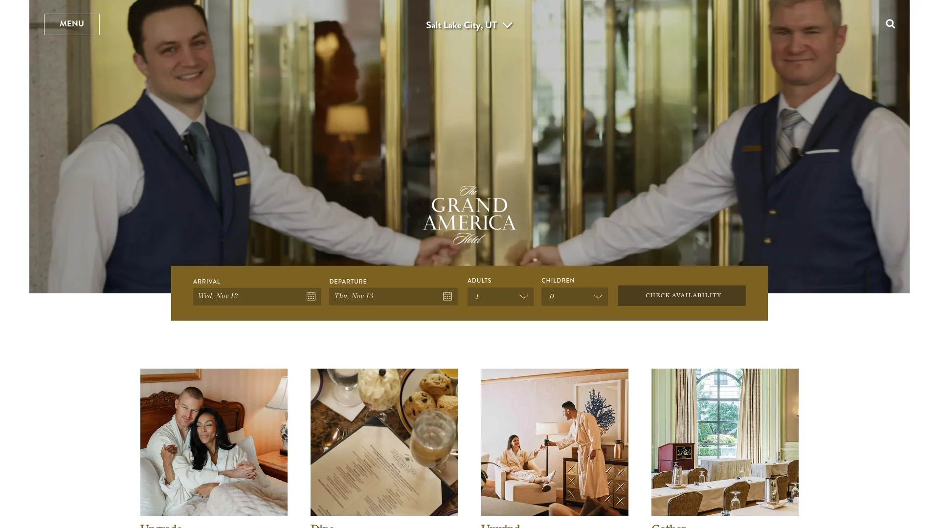 The Grand America Hotel luxury lobby