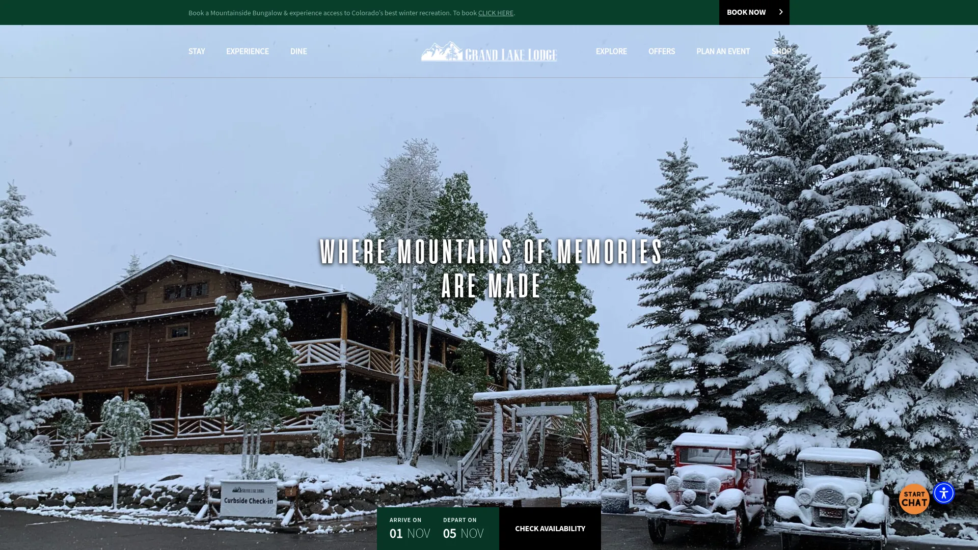 Grand Lake Lodge mountain wedding venue with catering partnerships Colorado