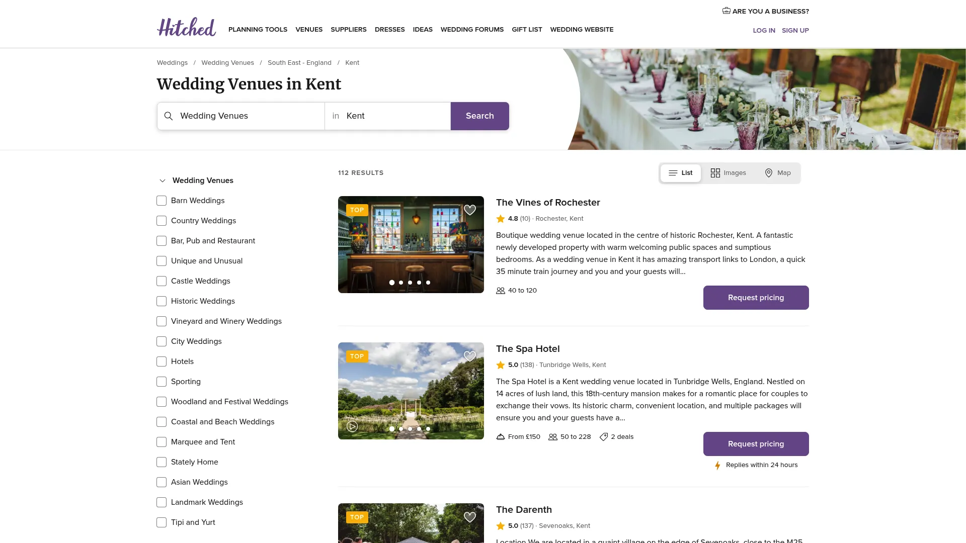 Cooling Castle Barn venue listing