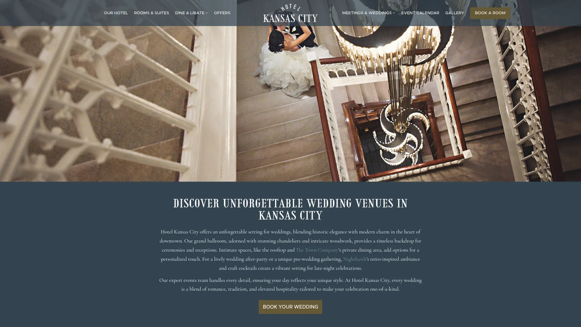 Hotel Kansas City elegant ballroom wedding venue