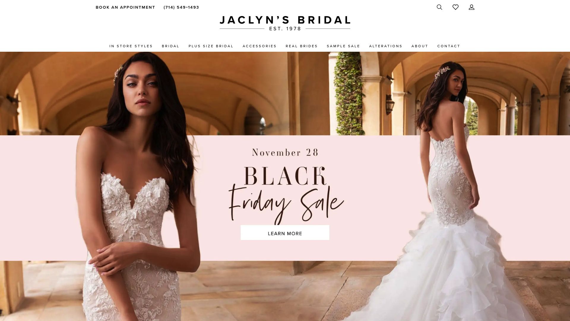 Screenshot of jaclynsbridal.com