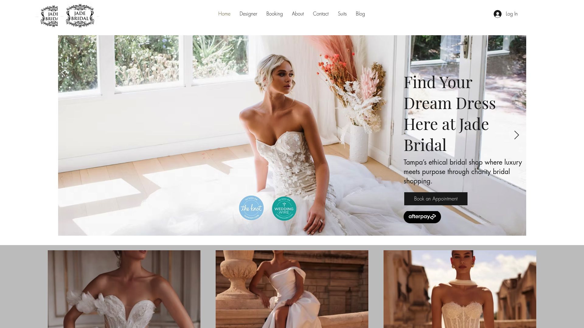 Jade Bridal Tampa website homepage
