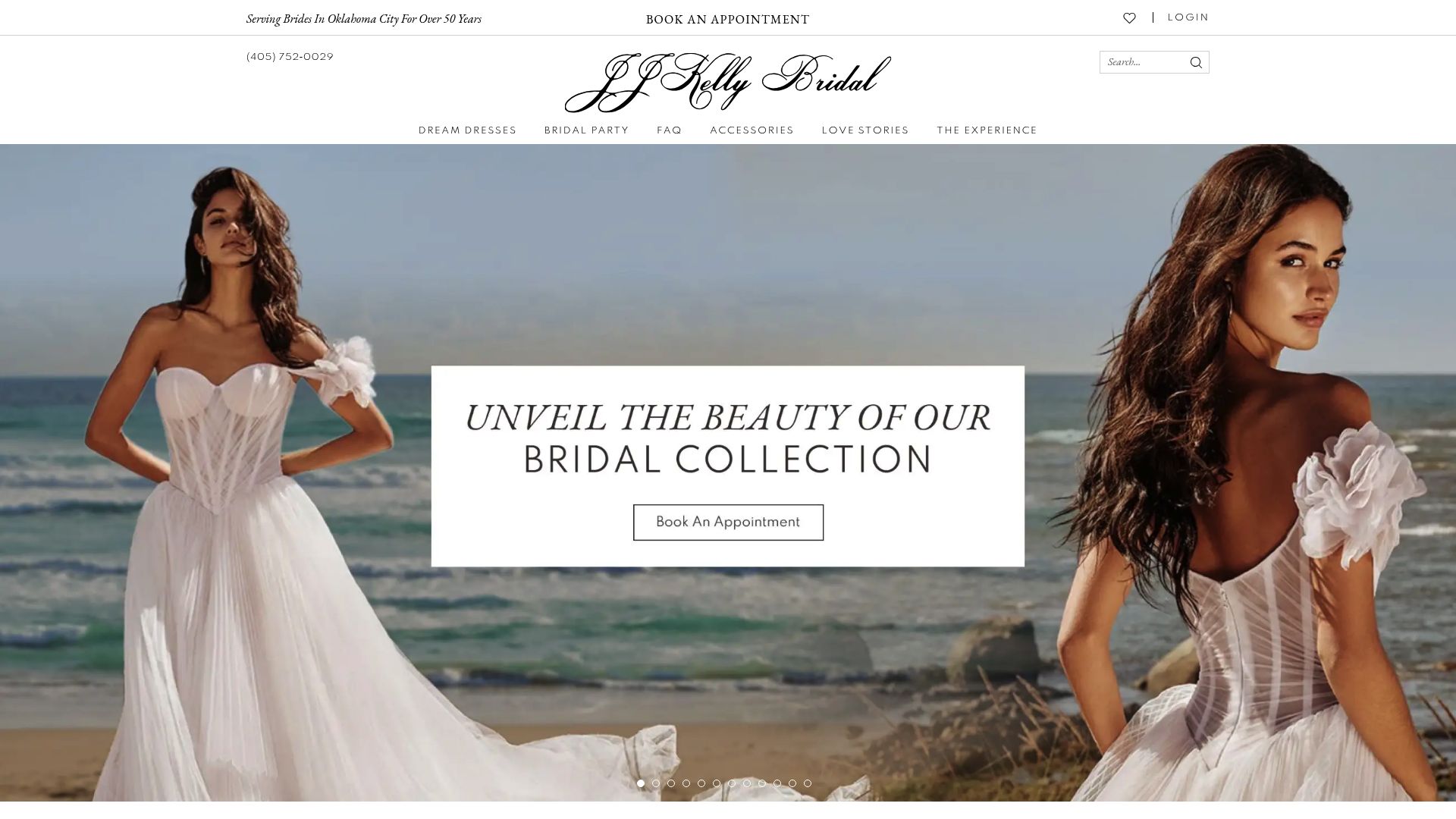 JJ Kelly Bridal website homepage