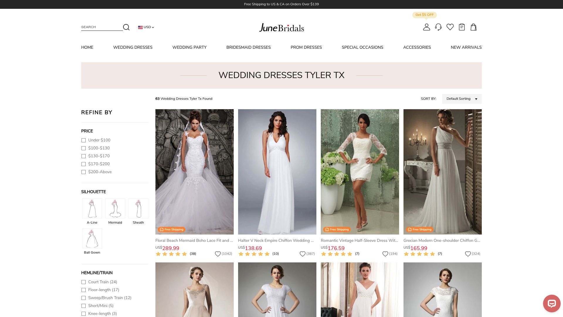 June Bridals Tyler TX wedding dresses page