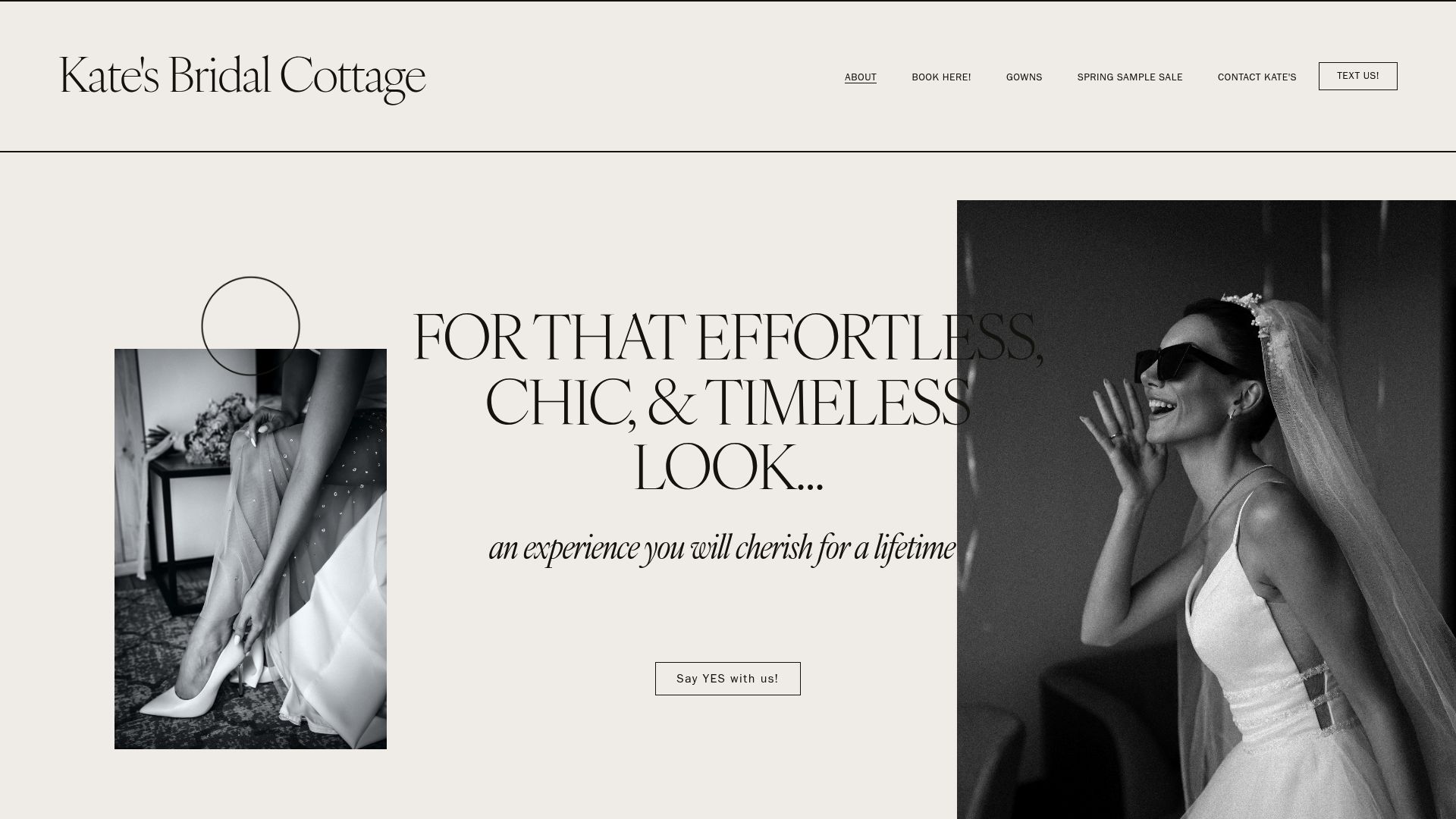 Kate's Bridal Cottage website homepage