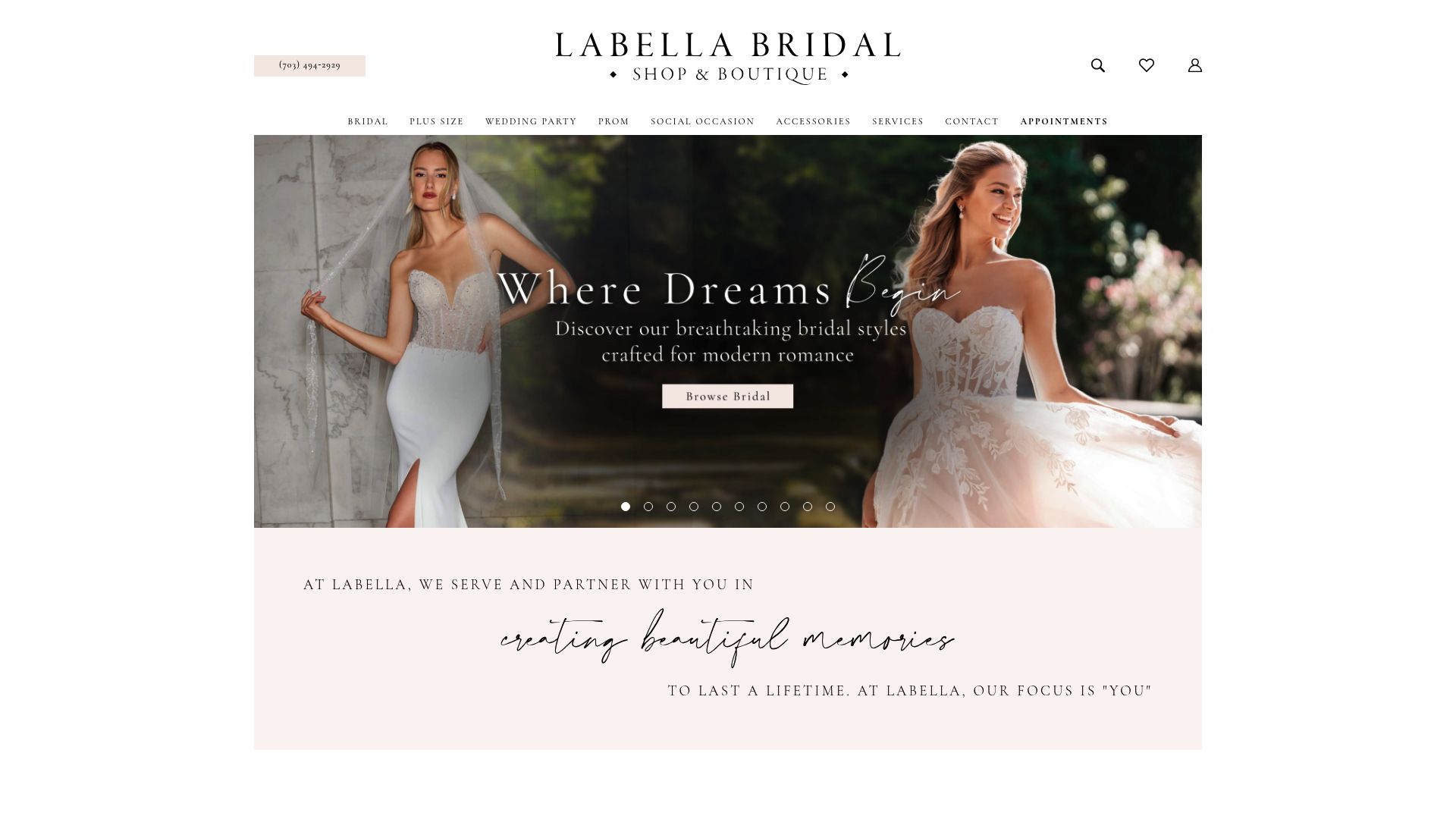 Labella Bridal Boutique website