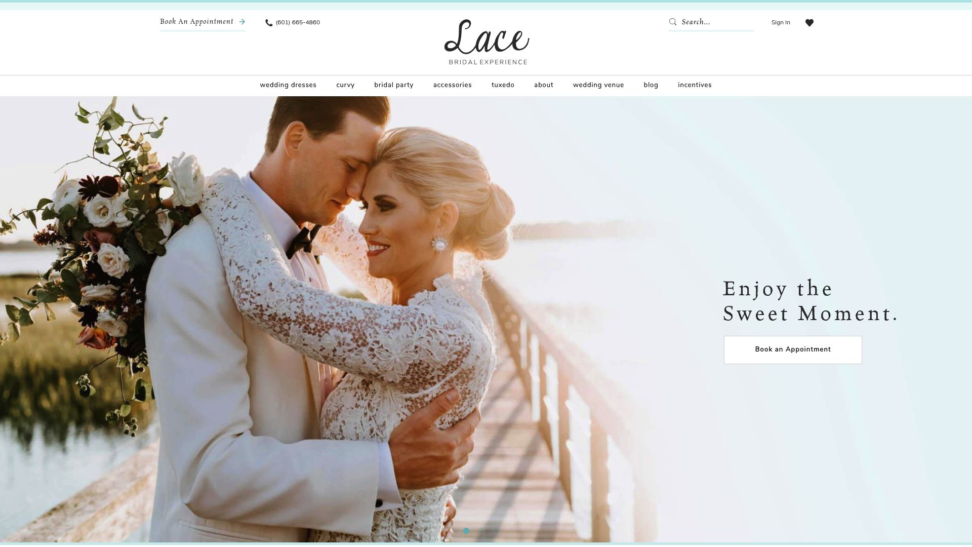 Lace Bridal Boutique Southern cottage interior