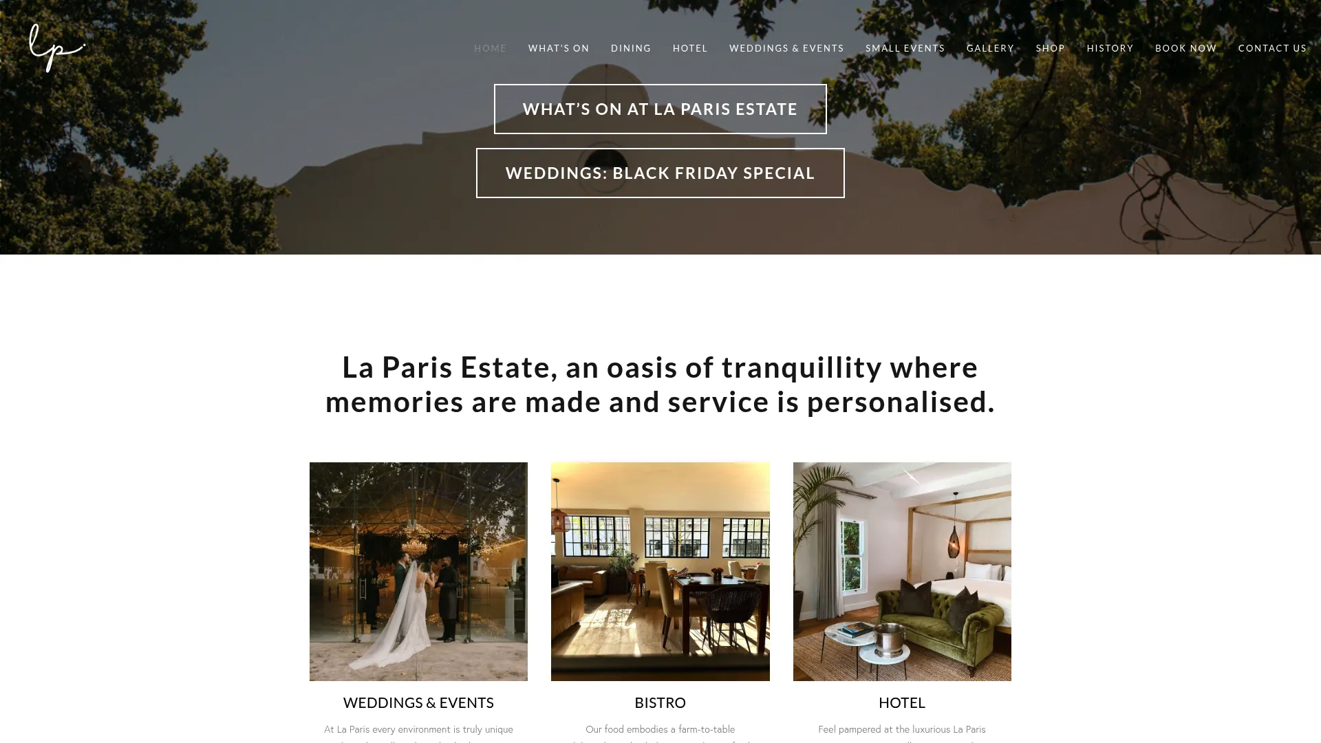 La Paris Estate wedding venue with mountain views