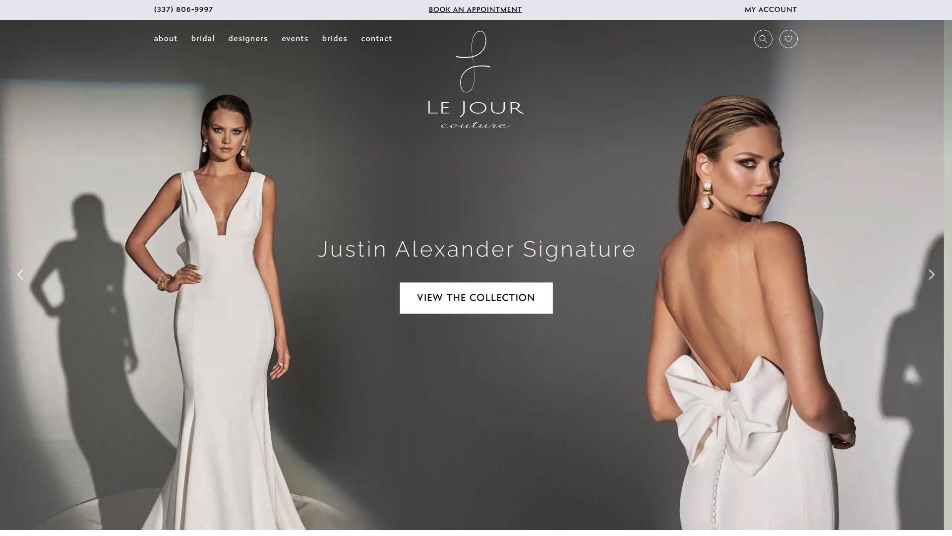 Le Jour Bridal Couture website homepage