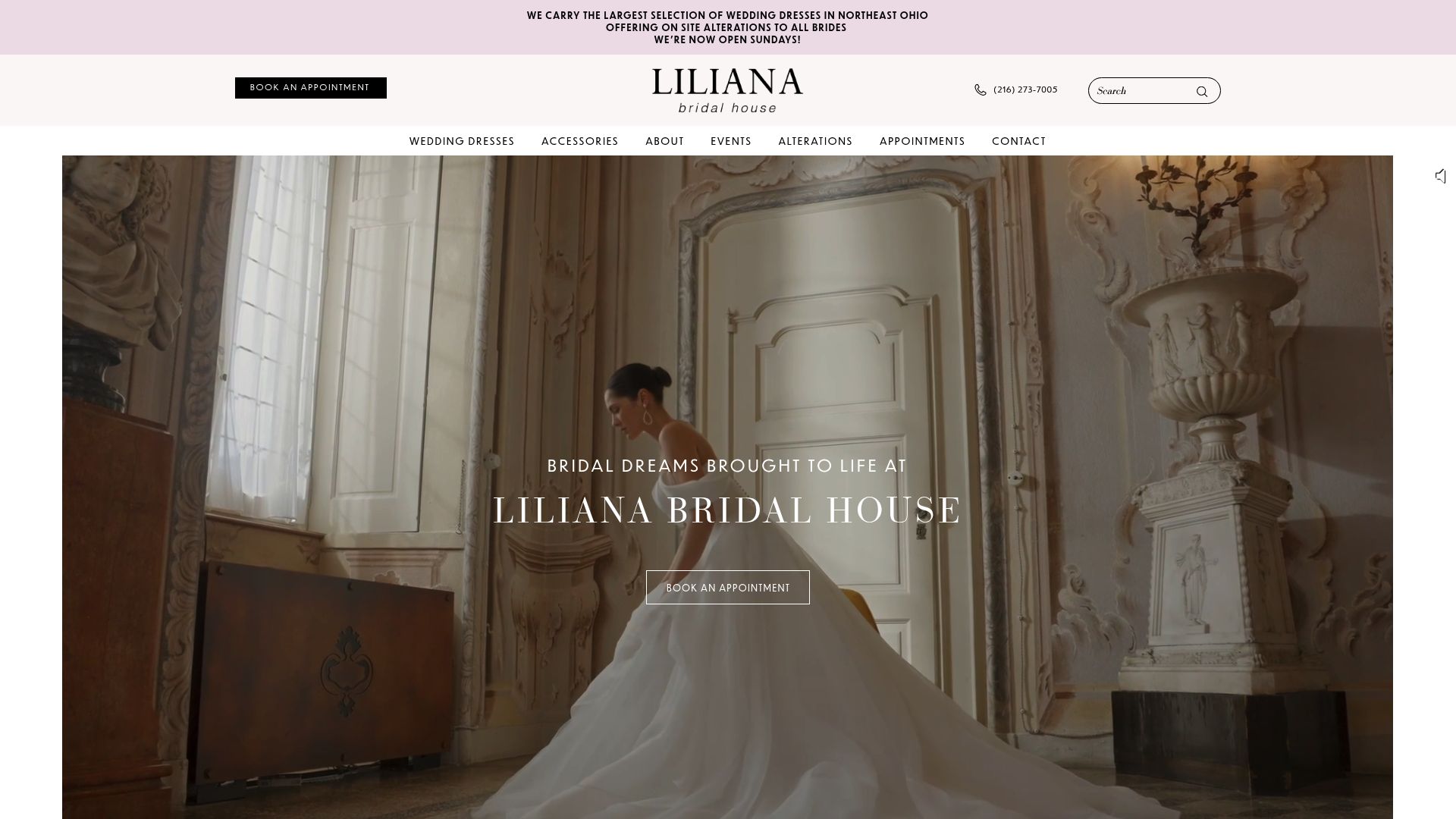 Liliana Bridal House inclusive bridal boutique website