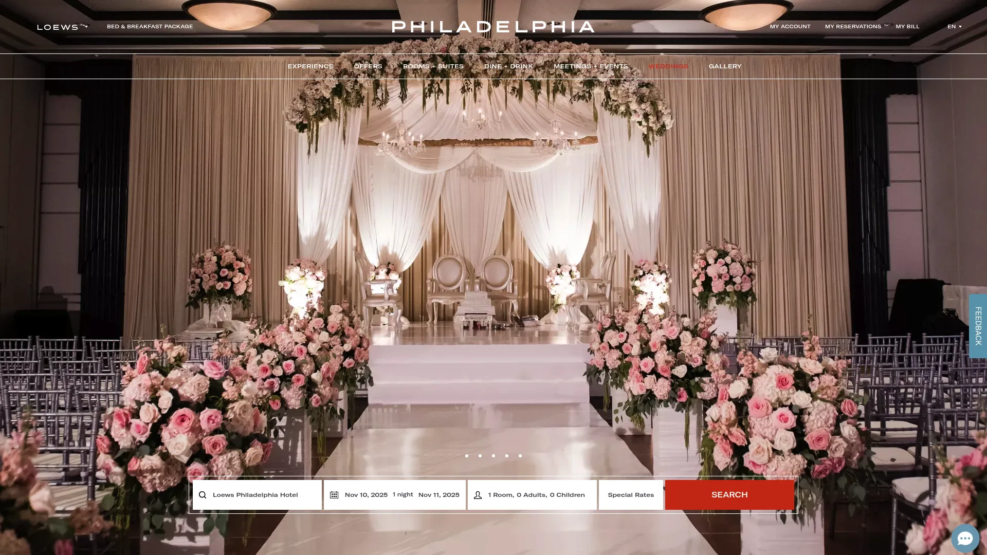 Loews Philadelphia Hotel wedding page