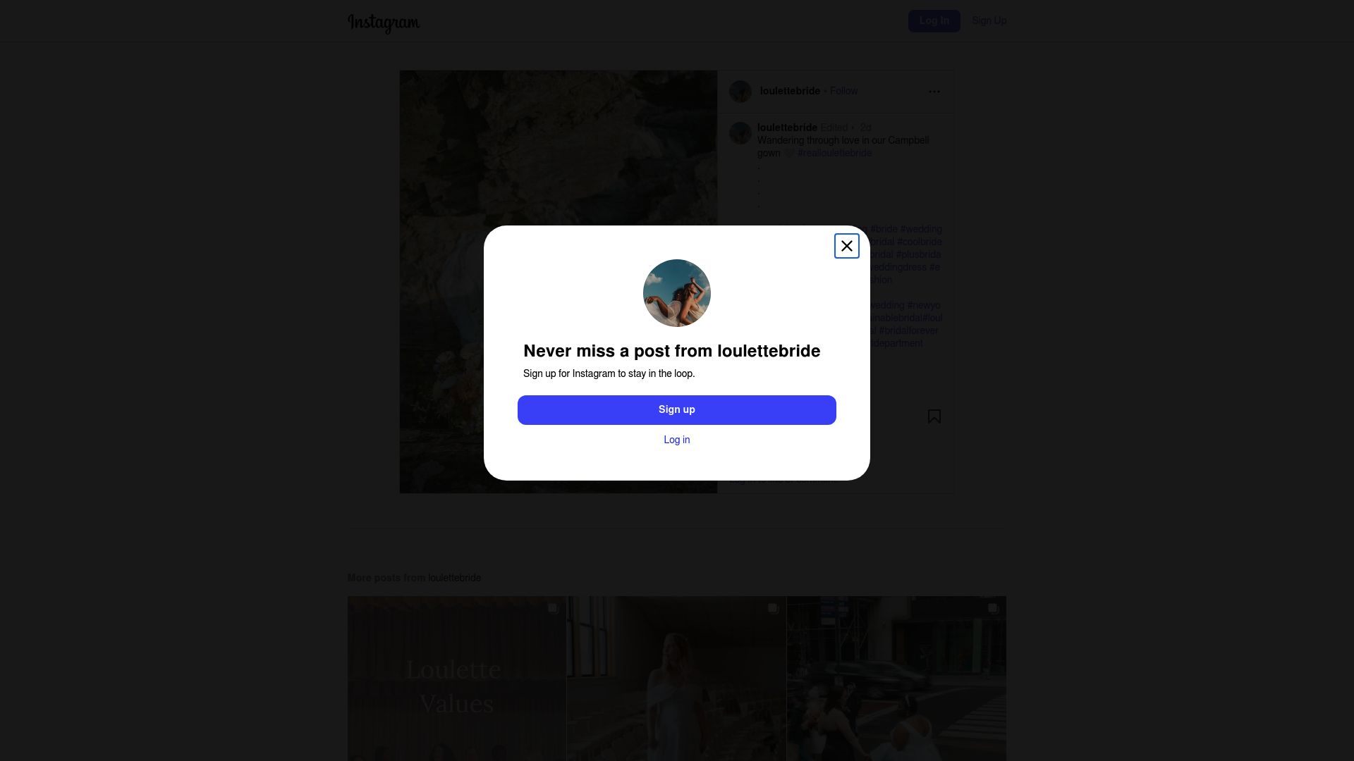 Loulette Bride website homepage