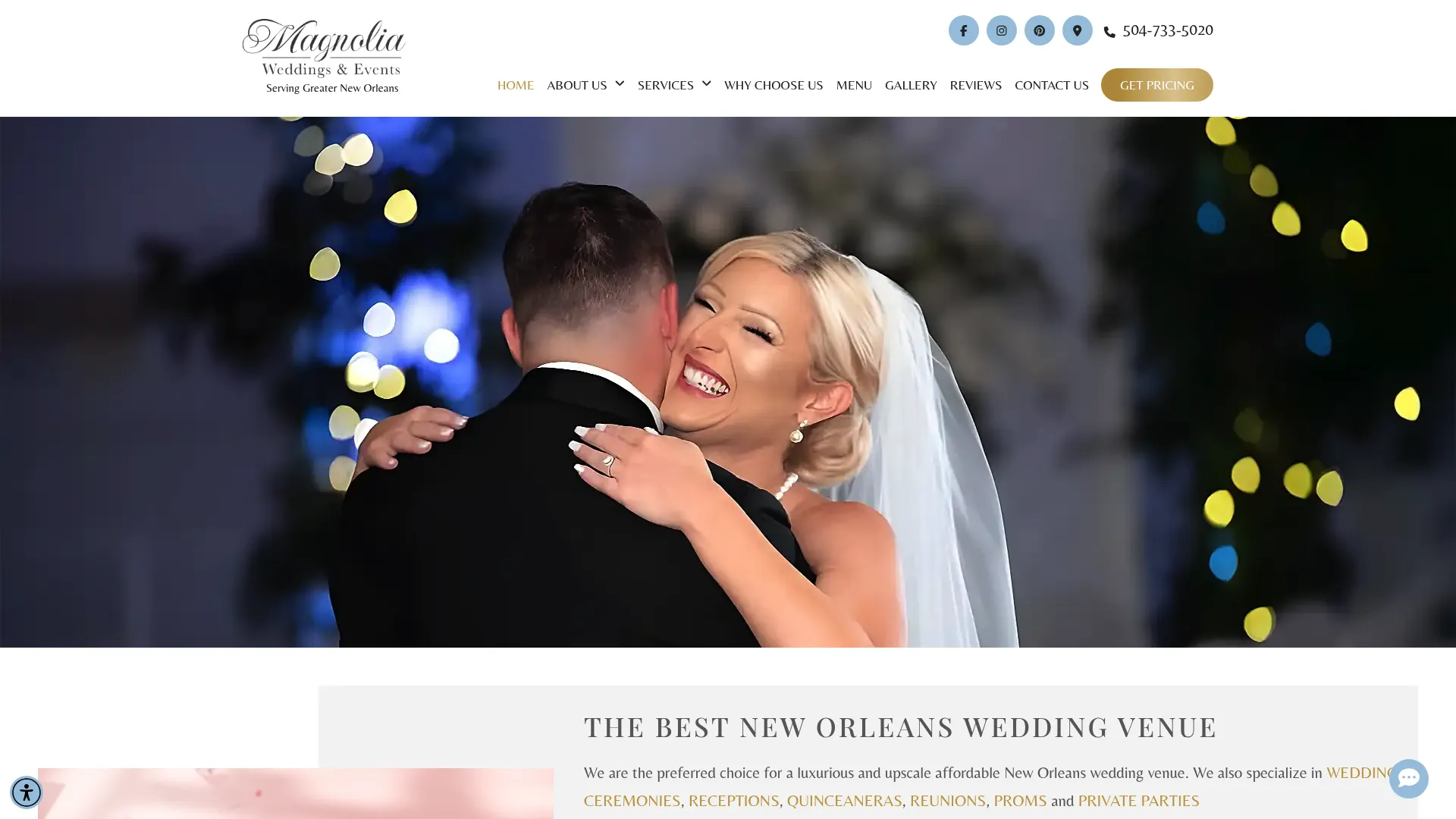 Magnolia Weddings Events venue with ceremony lawn