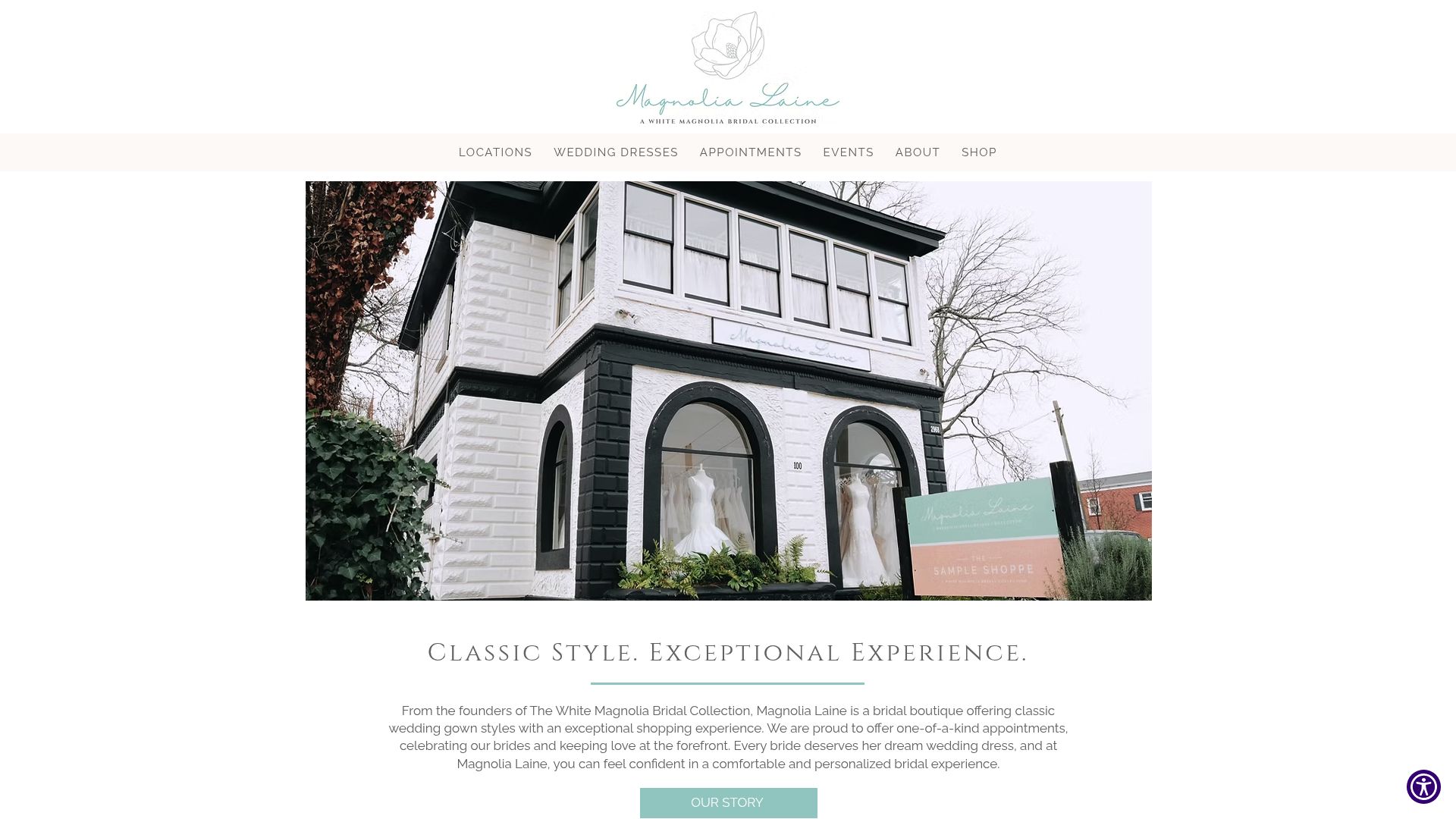 Magnolia Laine Bridal website homepage