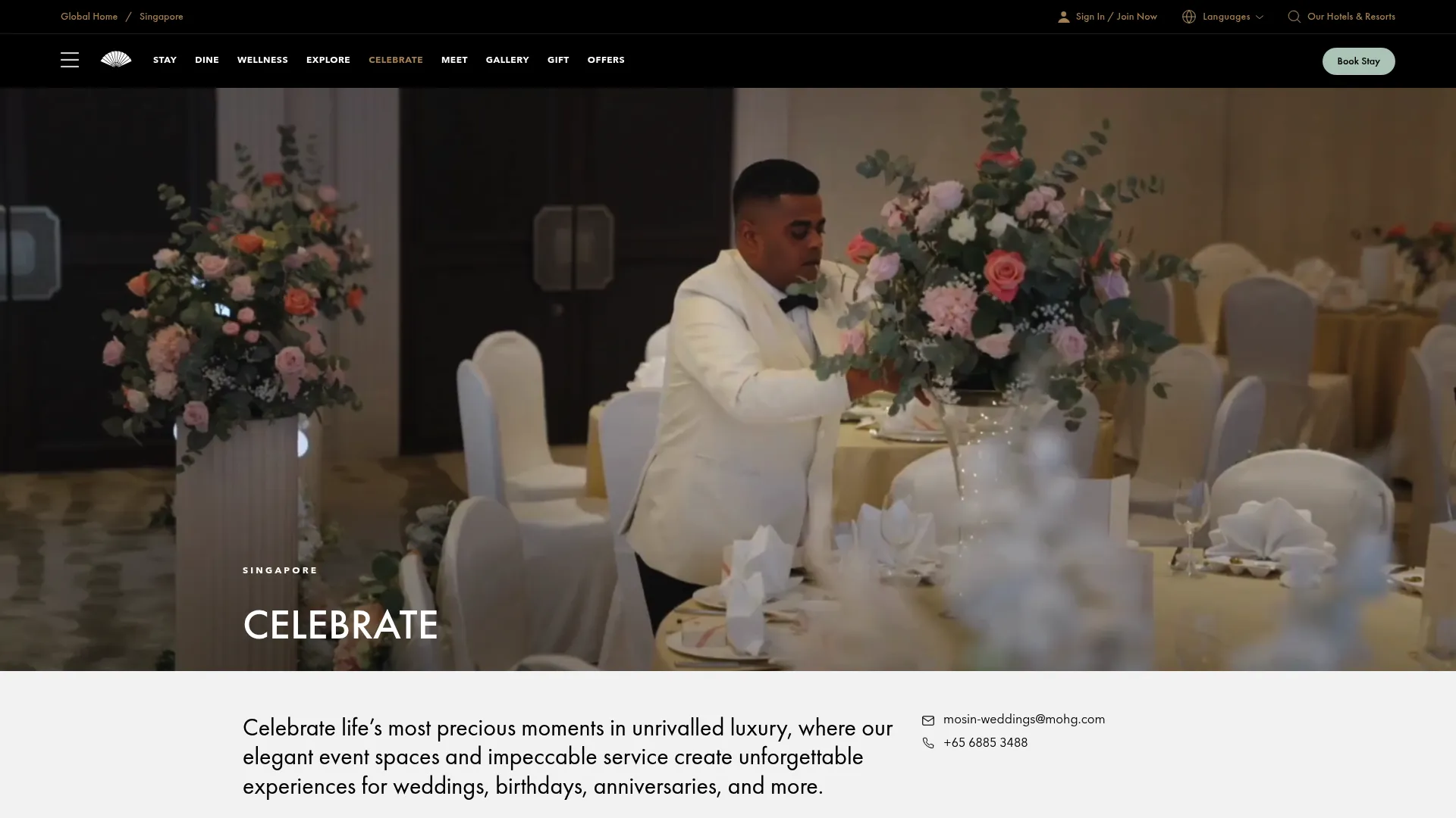 Mandarin Oriental Singapore Oriental Ballroom with curved LED wall