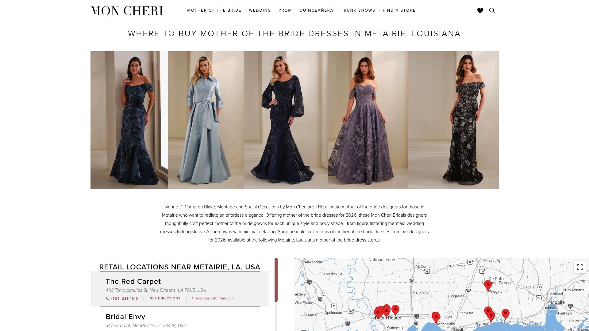 Mon Cheri Bridals dress display