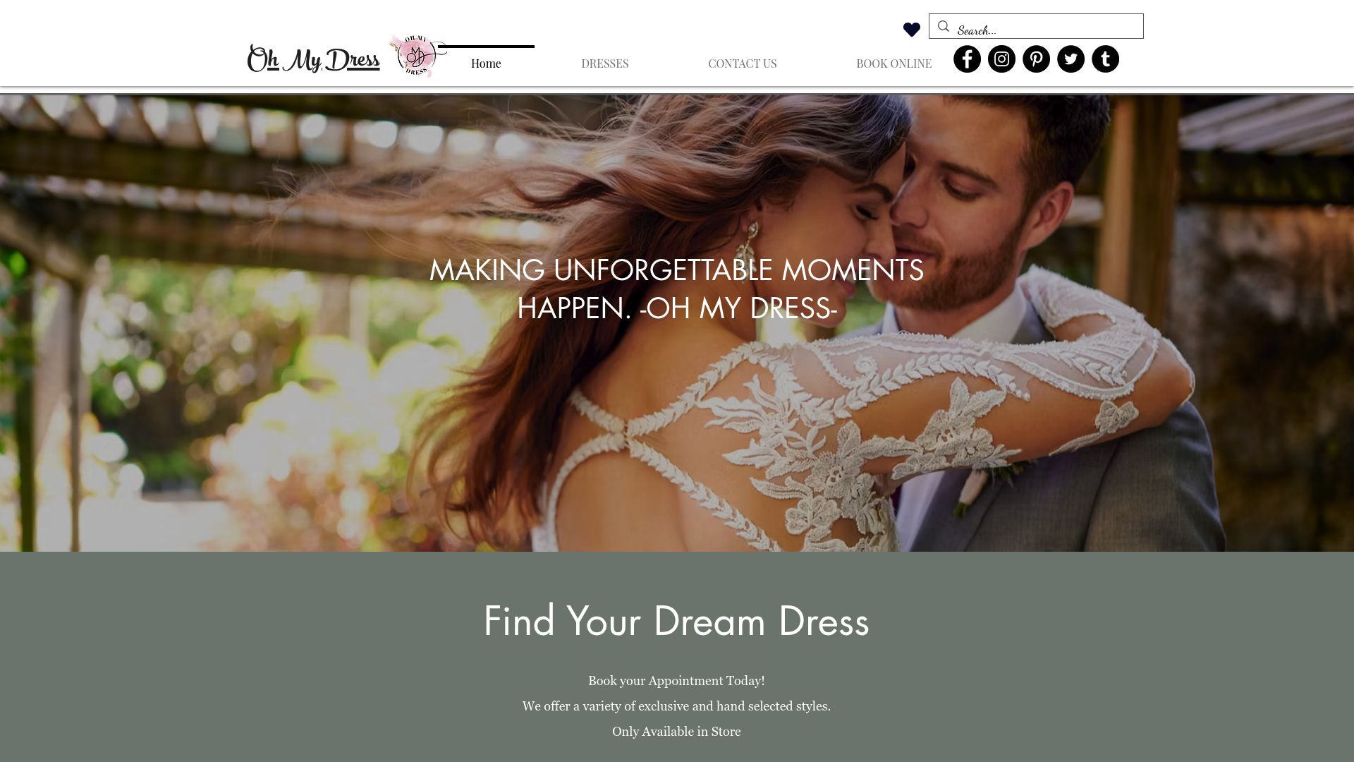 Oh My Dress website homepage