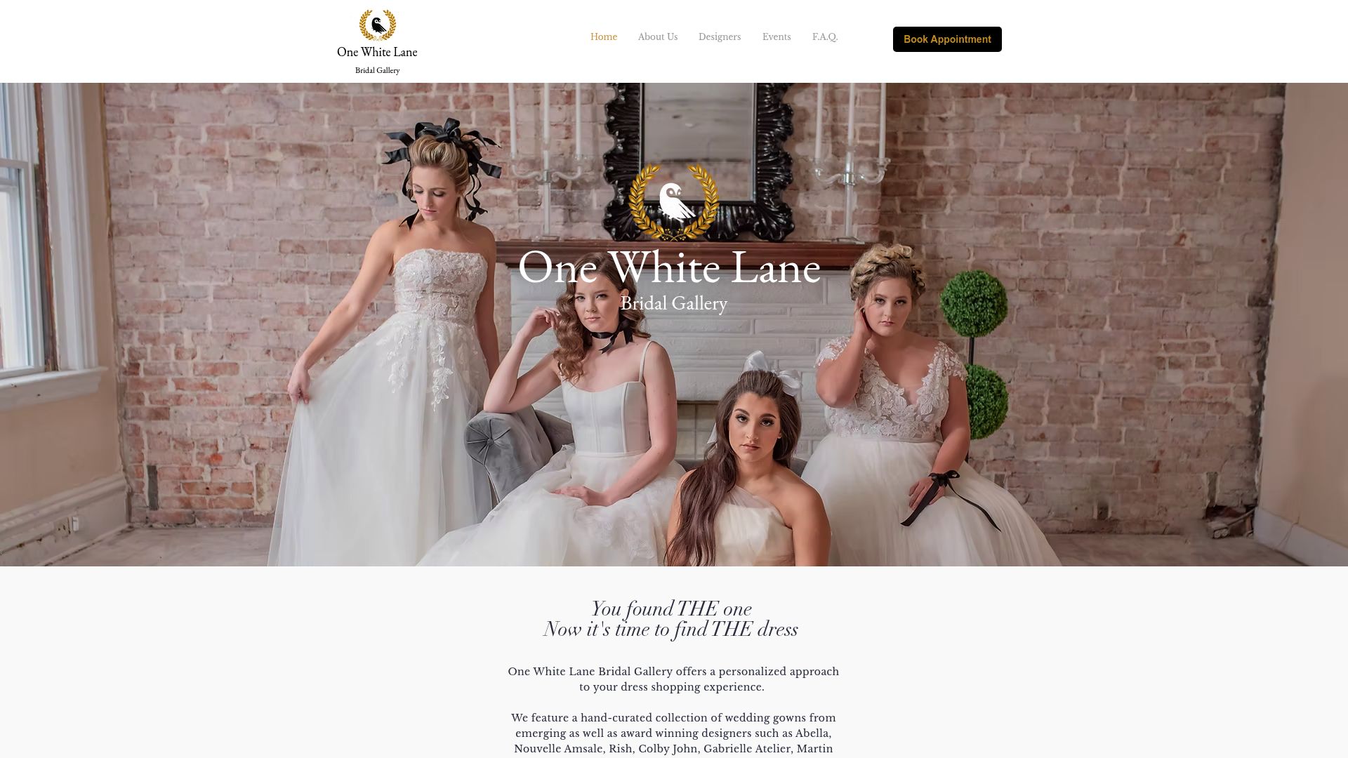 One White Lane Bridal Gallery interior showcasing diverse wedding dress collection