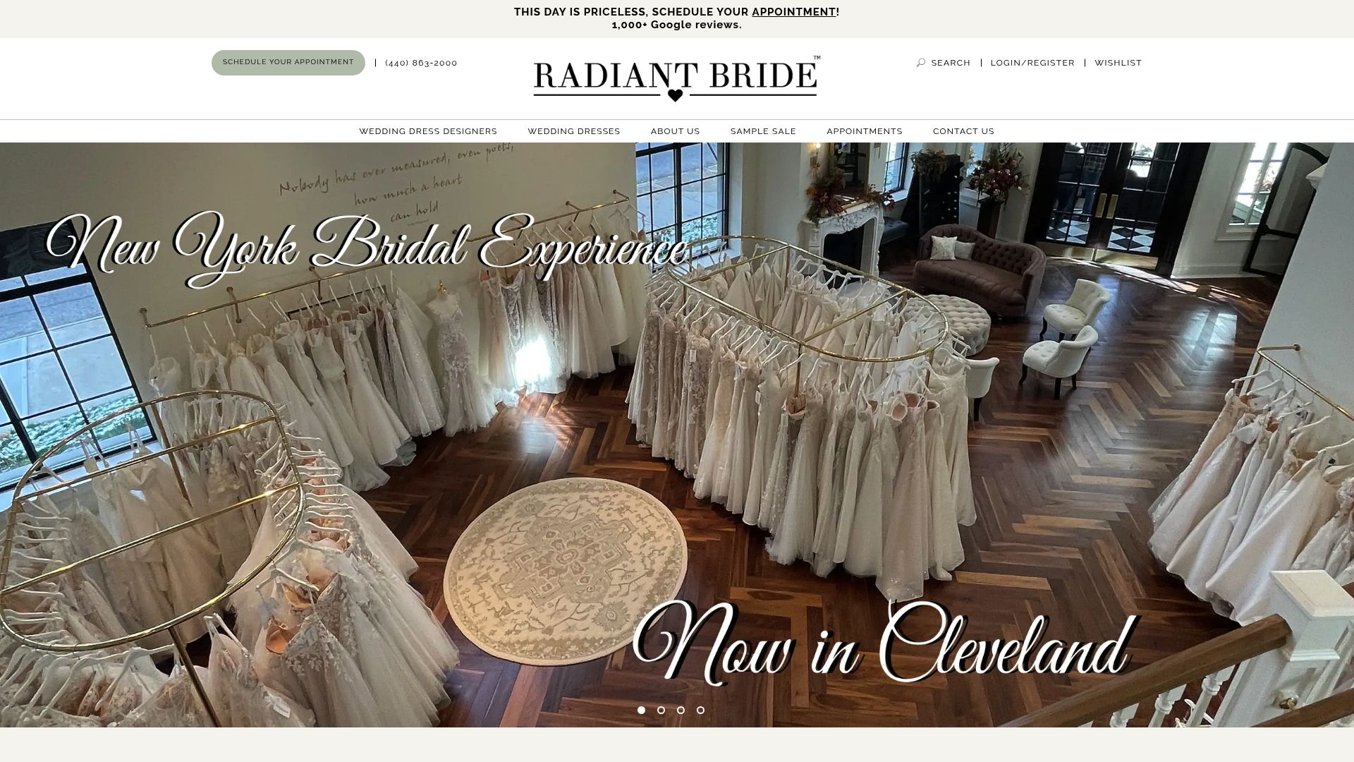 Radiant Bride contemporary bridal boutique website