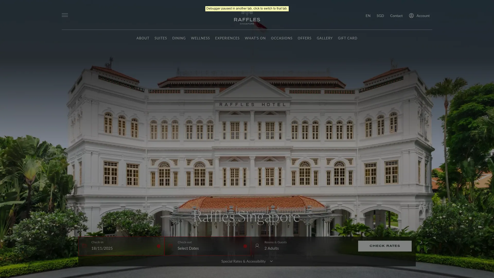 Raffles Hotel Singapore colonial architecture and gardens