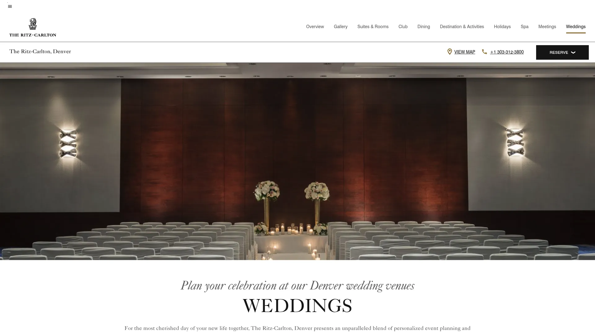 The Ritz-Carlton Denver wedding venue with crystal chandeliers