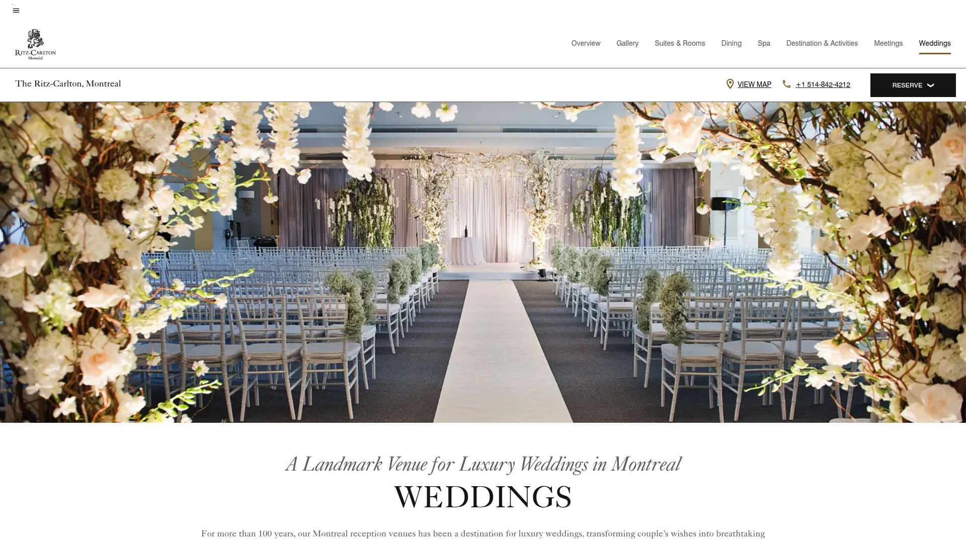 The Ritz-Carlton Montreal elegant wedding venue interior