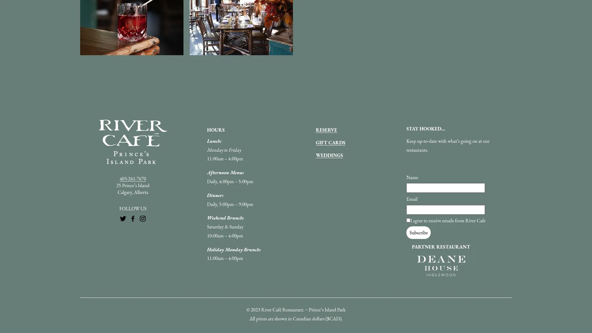 River Café island location with city skyline views