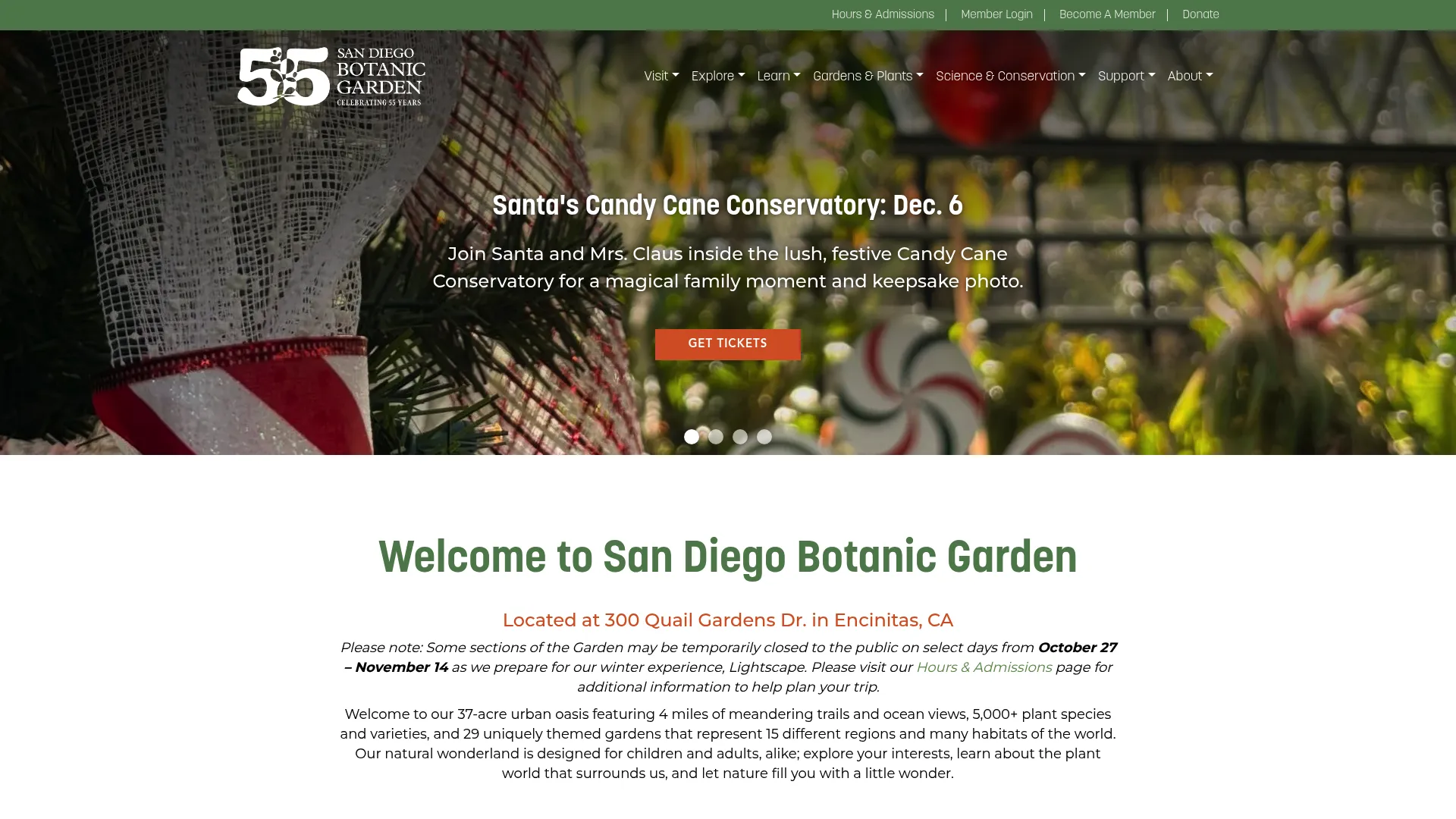 San Diego Botanic Garden greenhouse ceremony space