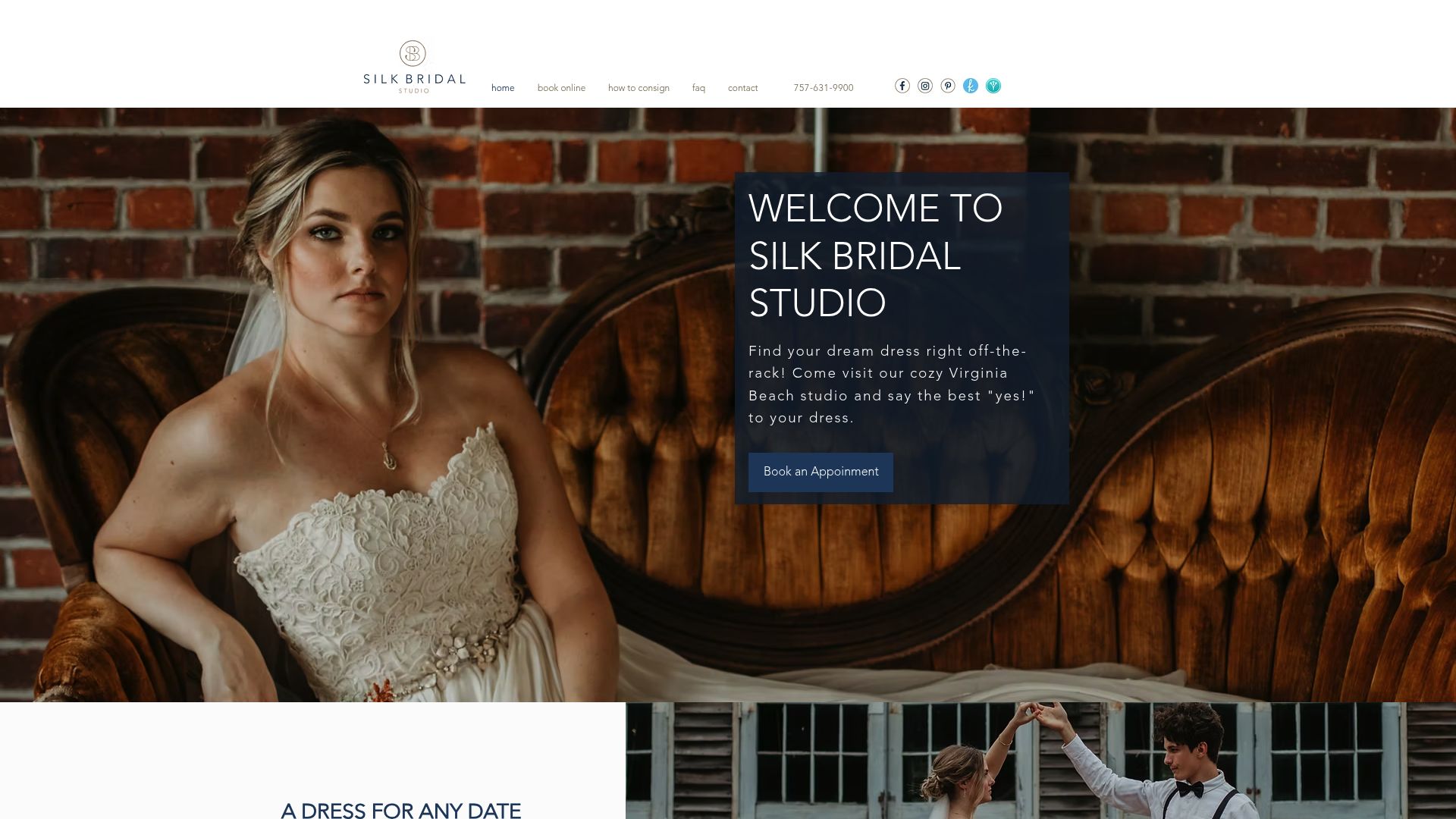 Silk Bridal Studio interior with personalized chalkboard welcome