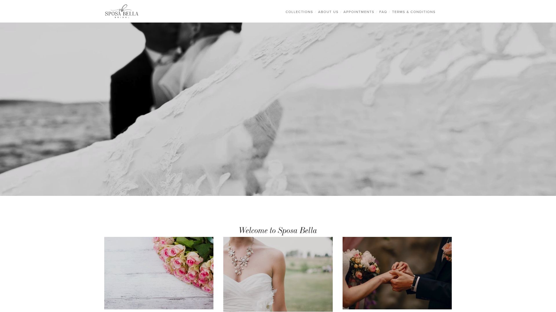 Sposa Bella Bridal Store website homepage