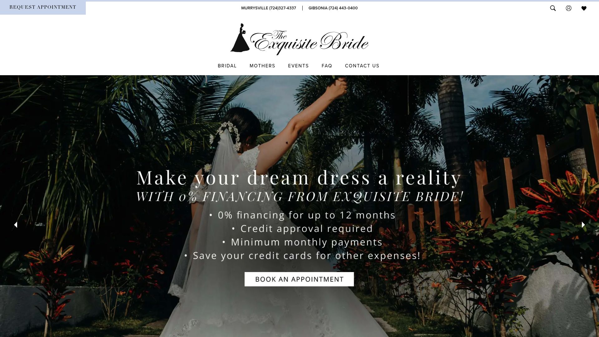 The Exquisite Bride boutique showcasing welcoming atmosphere and bridal gown displays