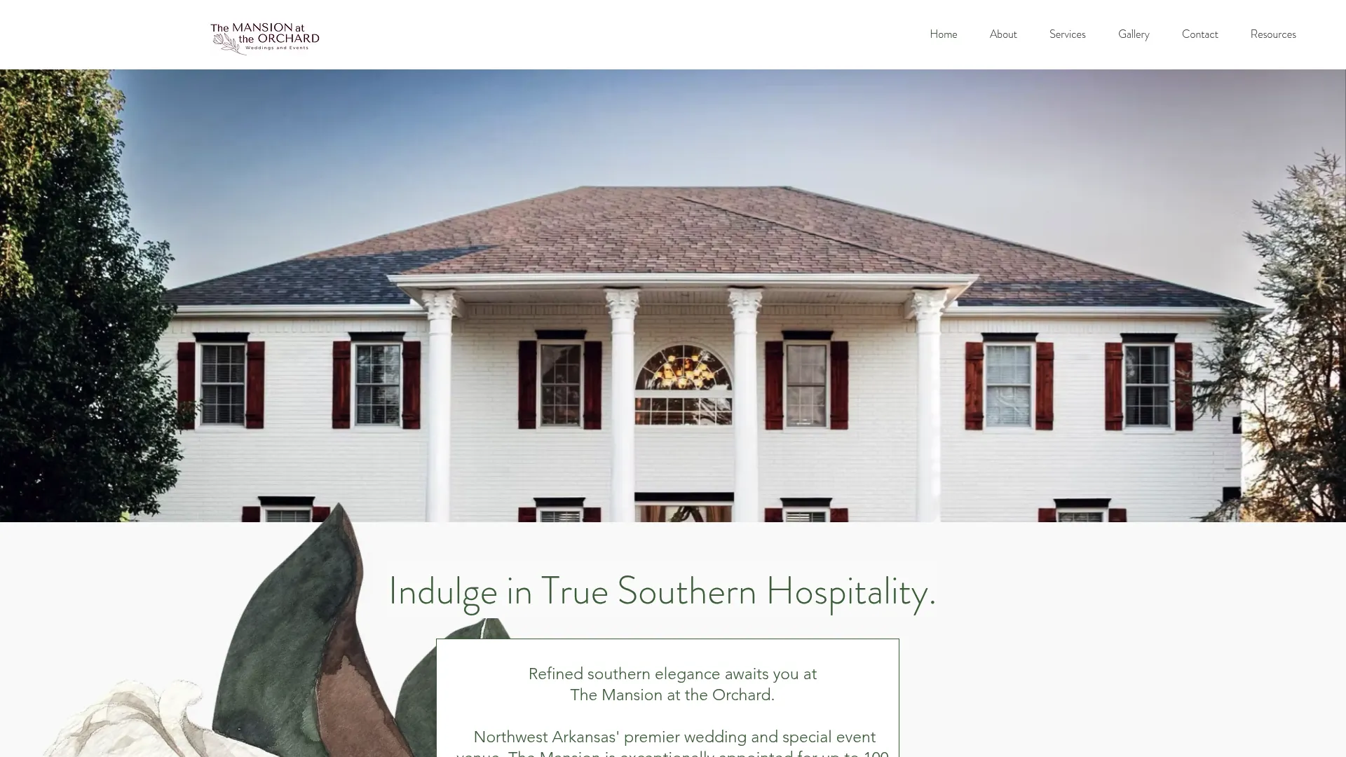 The Mansion at the Orchard intimate orchard setting