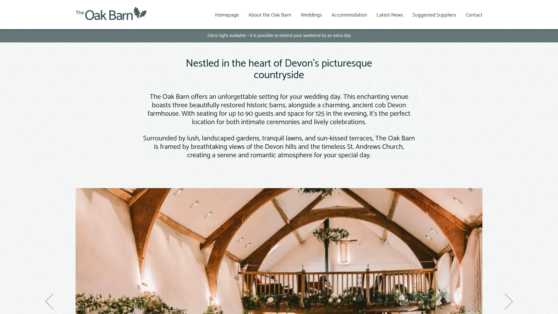 The Oak Barn rustic venue with medieval church views