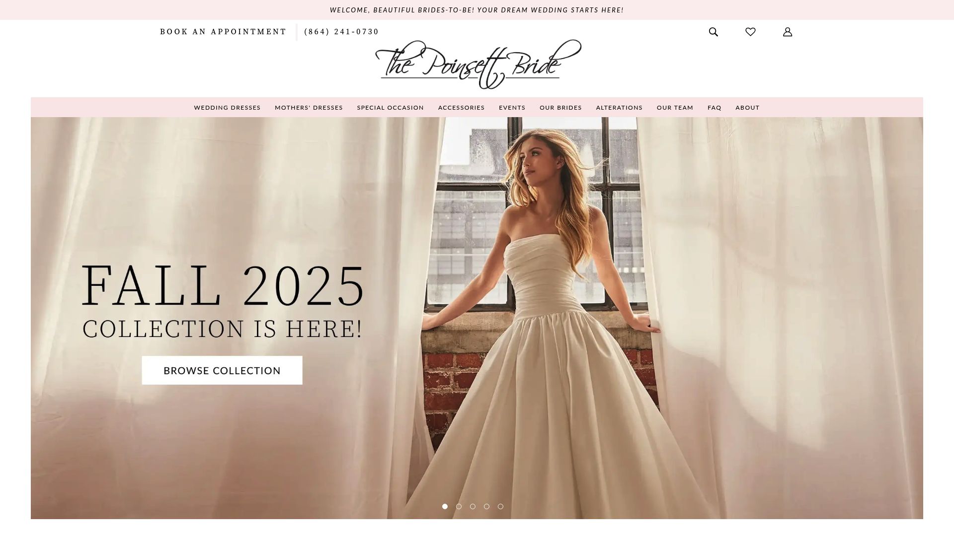 The Poinsett Bride boutique interior showing welcoming atmosphere