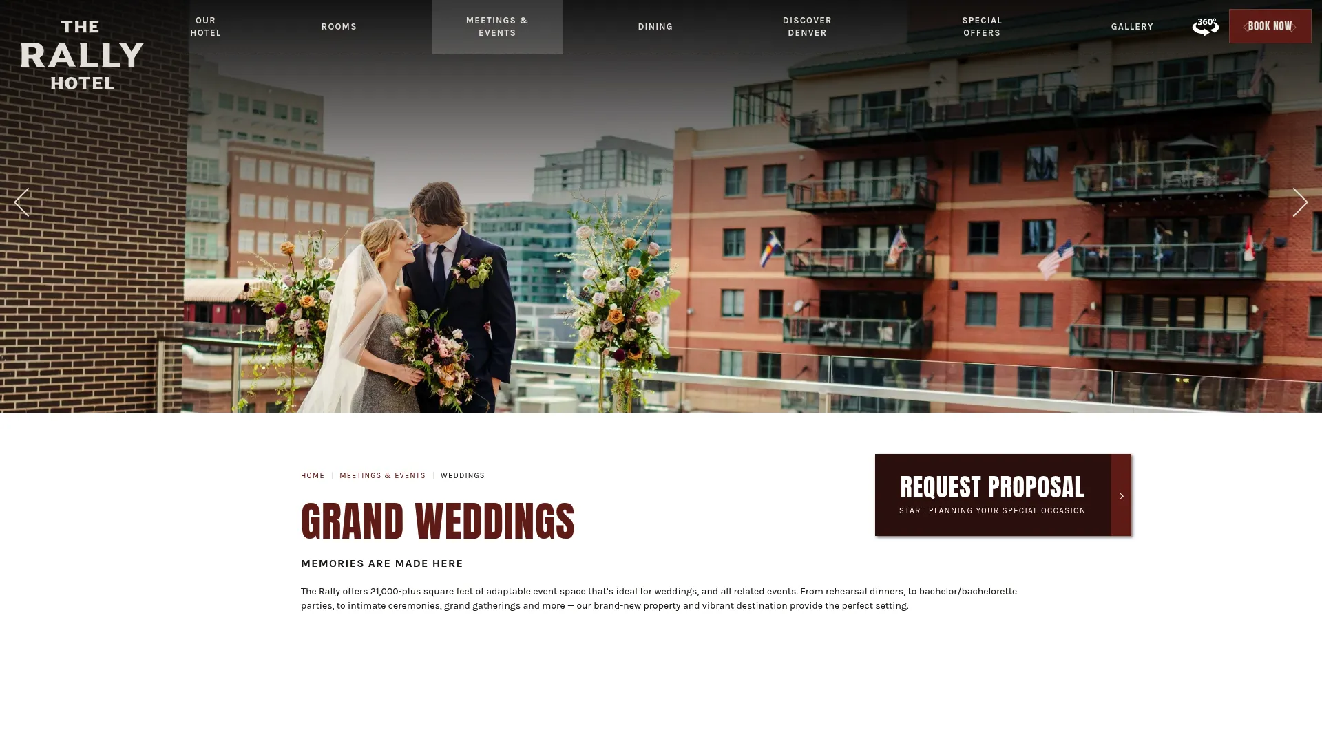 The Rally Hotel rooftop deck with panoramic Denver views