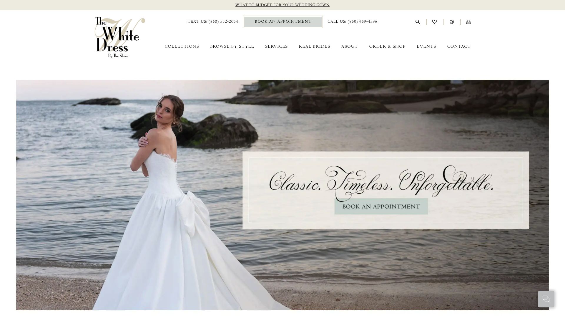 The White Dress by the Shore boutique website homepage