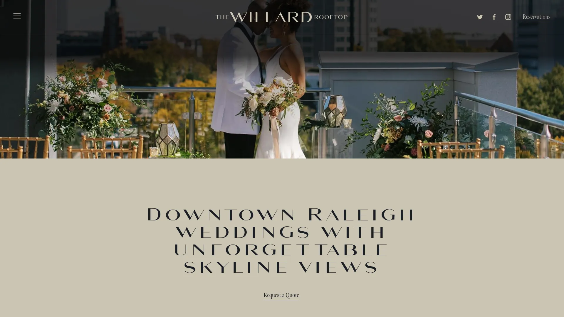 The Willard Raleigh wedding venue with city skyline views