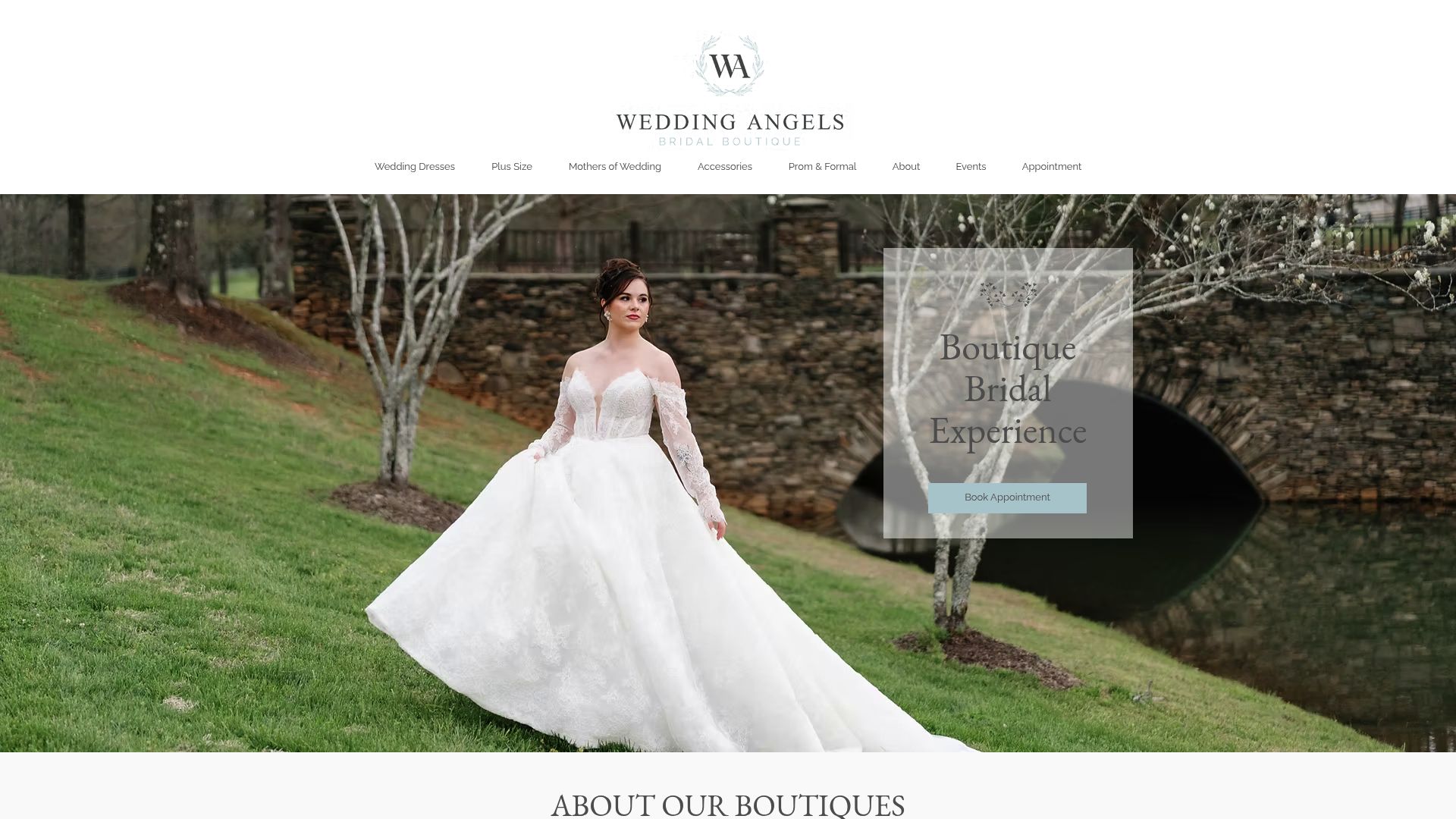 Wedding Angels Bridal Boutique website screenshot