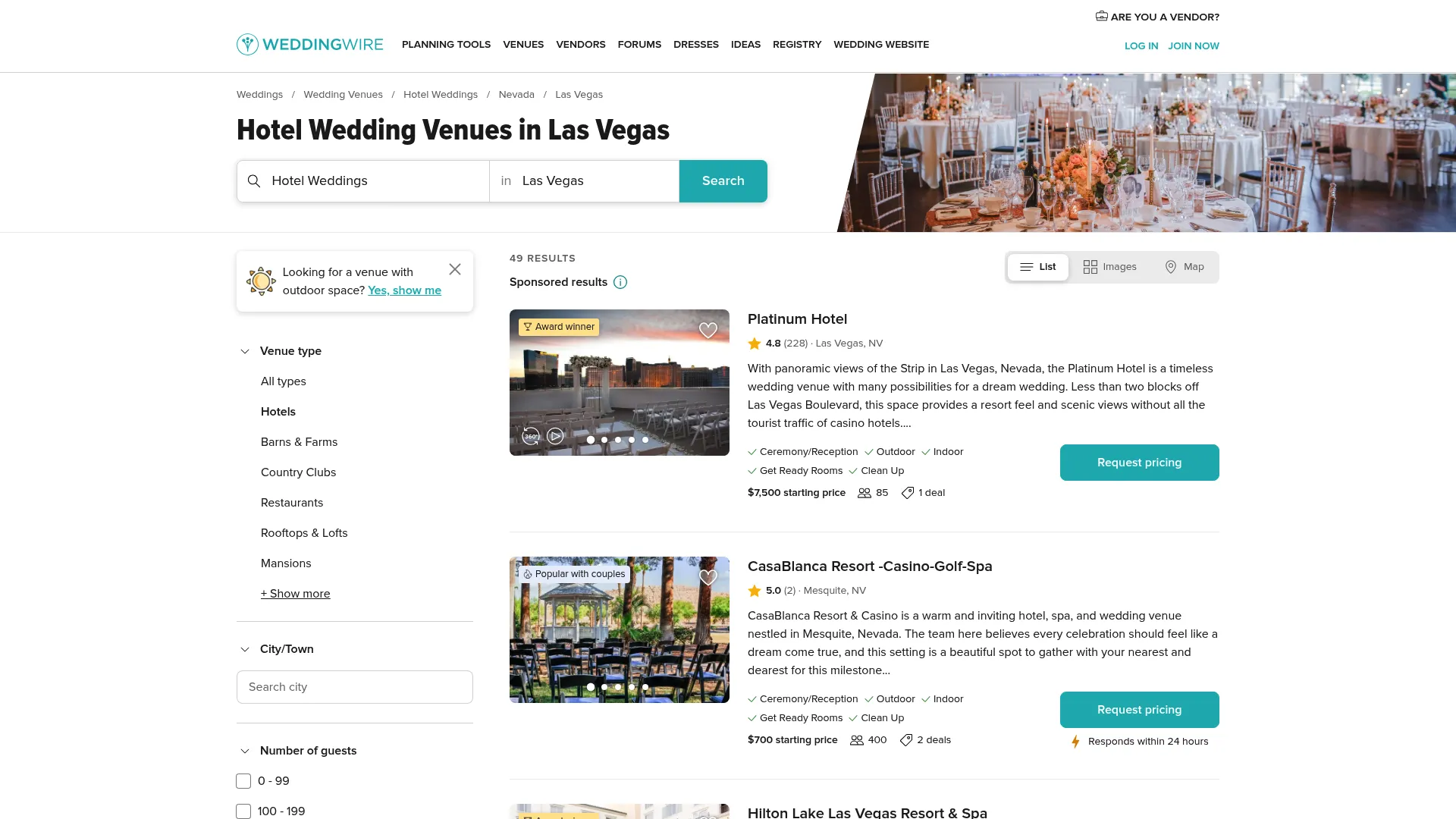 Wynn Las Vegas Wedding Salons elegant venue