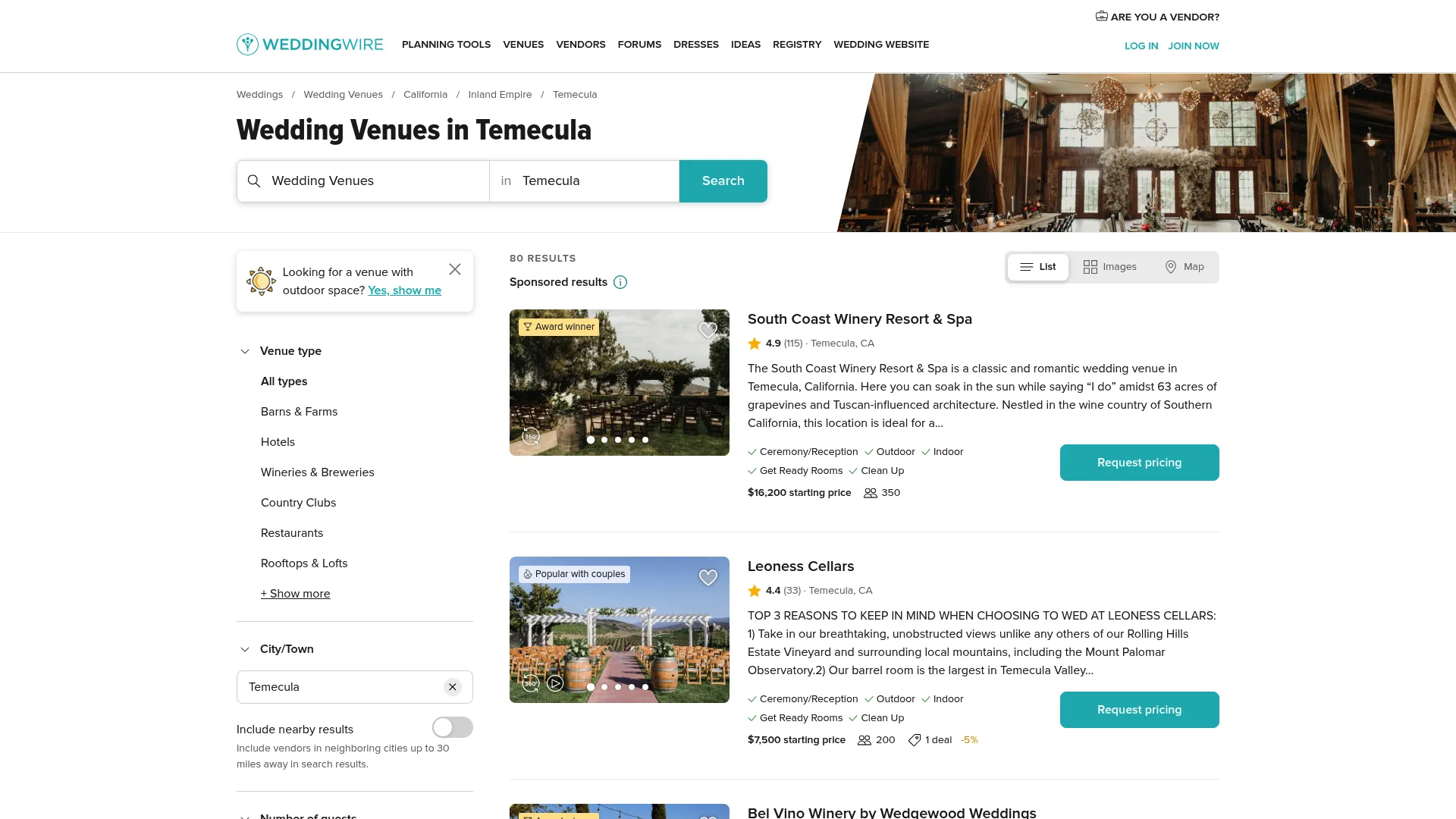 Lake Oak Meadows Tuscan-style wedding venue