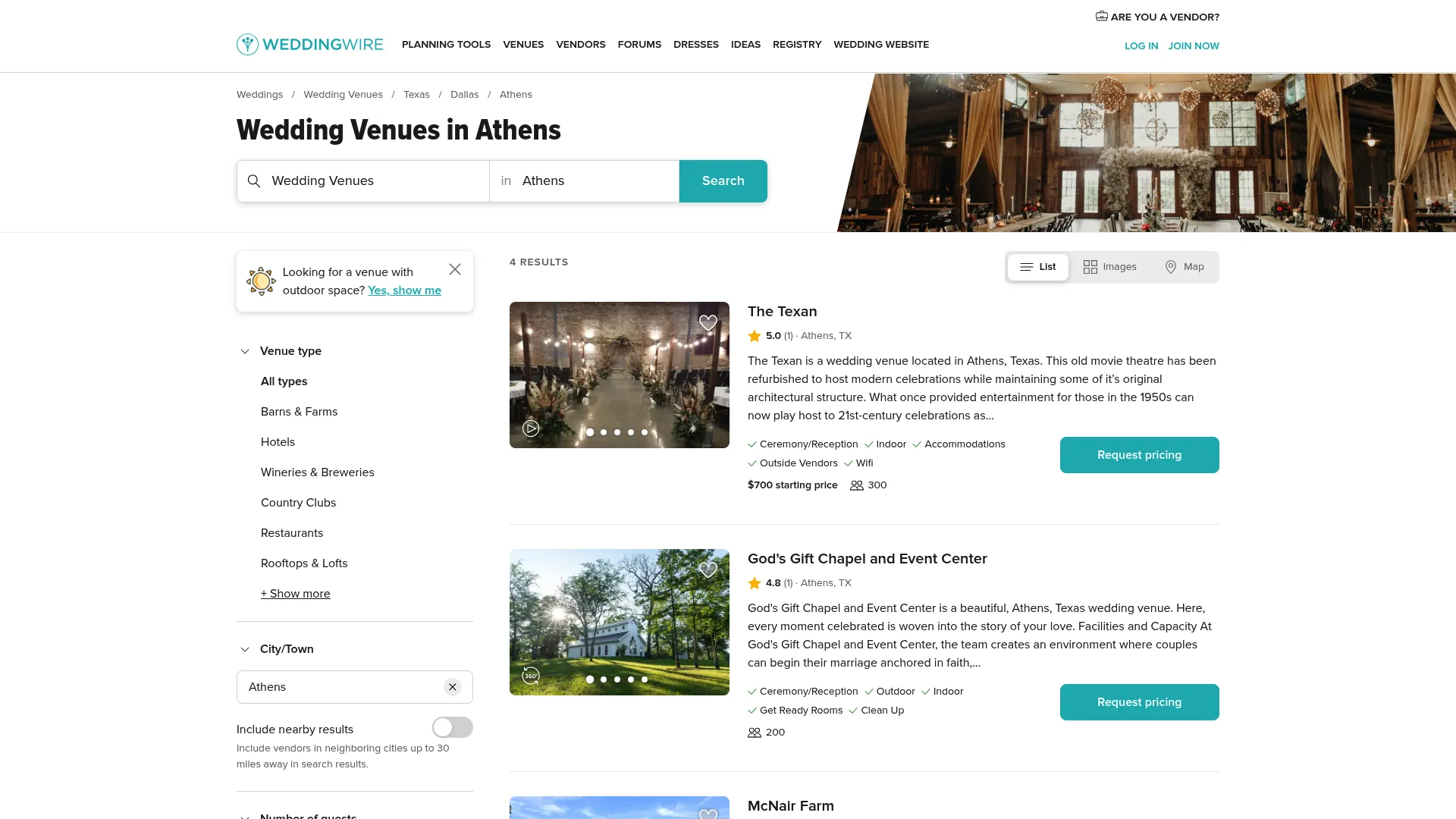 The Texan historic theater wedding venue