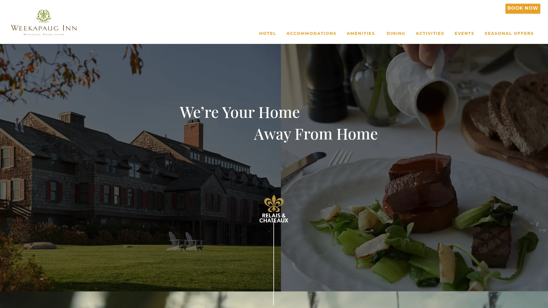 Weekapaug Inn waterfront wedding venue with pond reflections