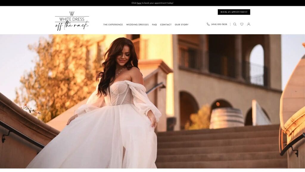 White Dress Off the Rack website homepage