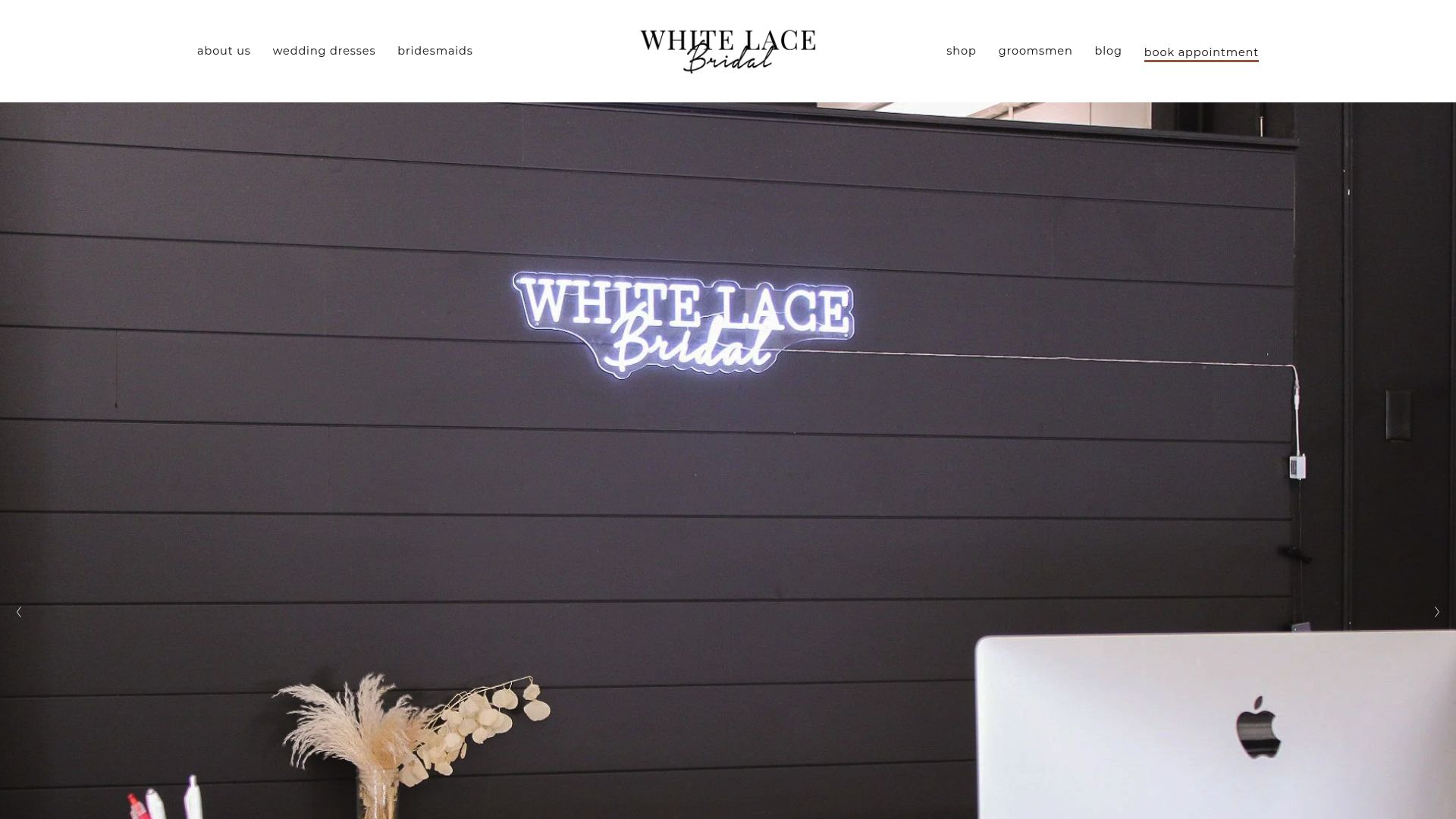 White Lace Bridal storefront and interior