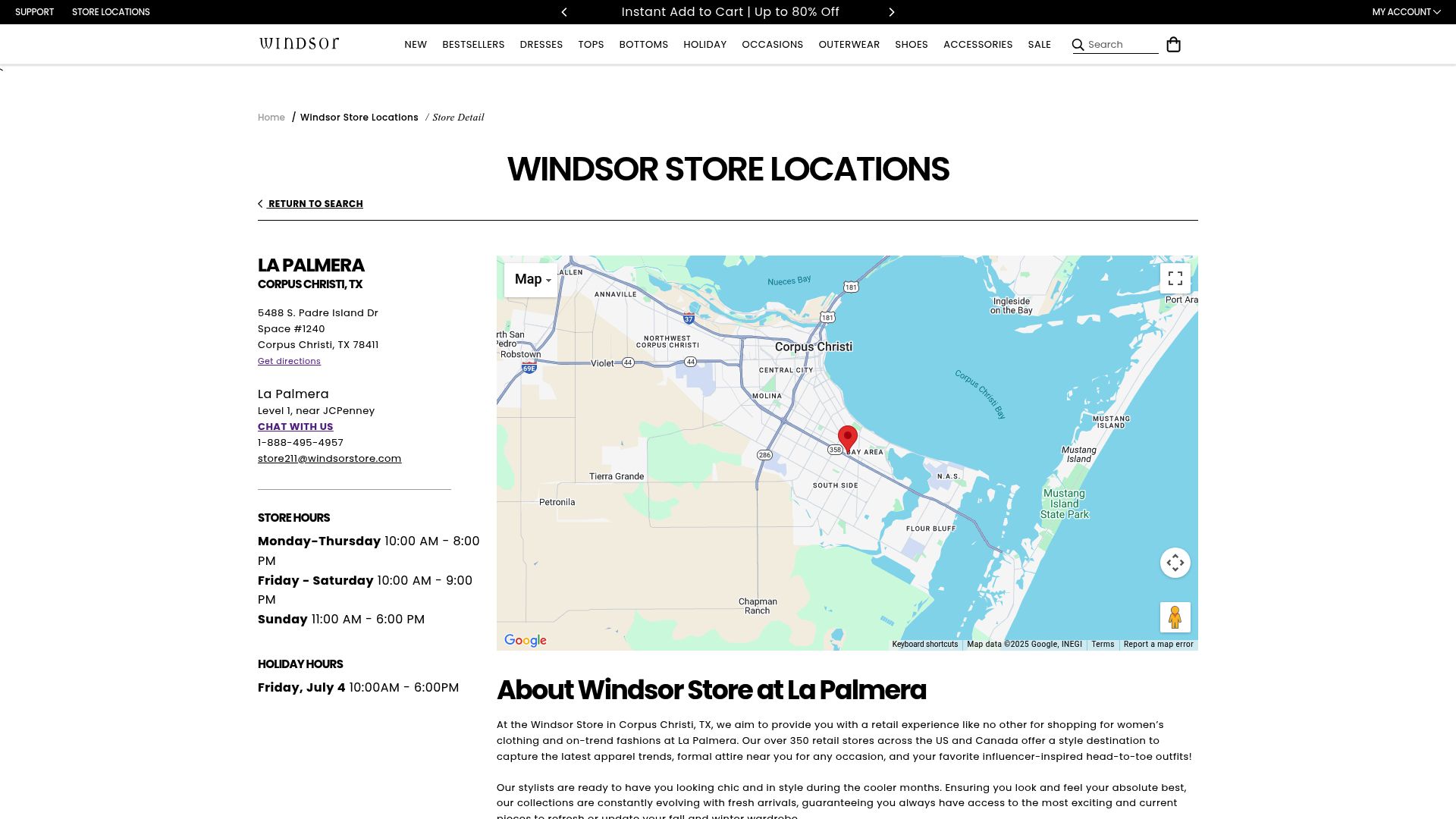 Windsor Store La Palmera location page
