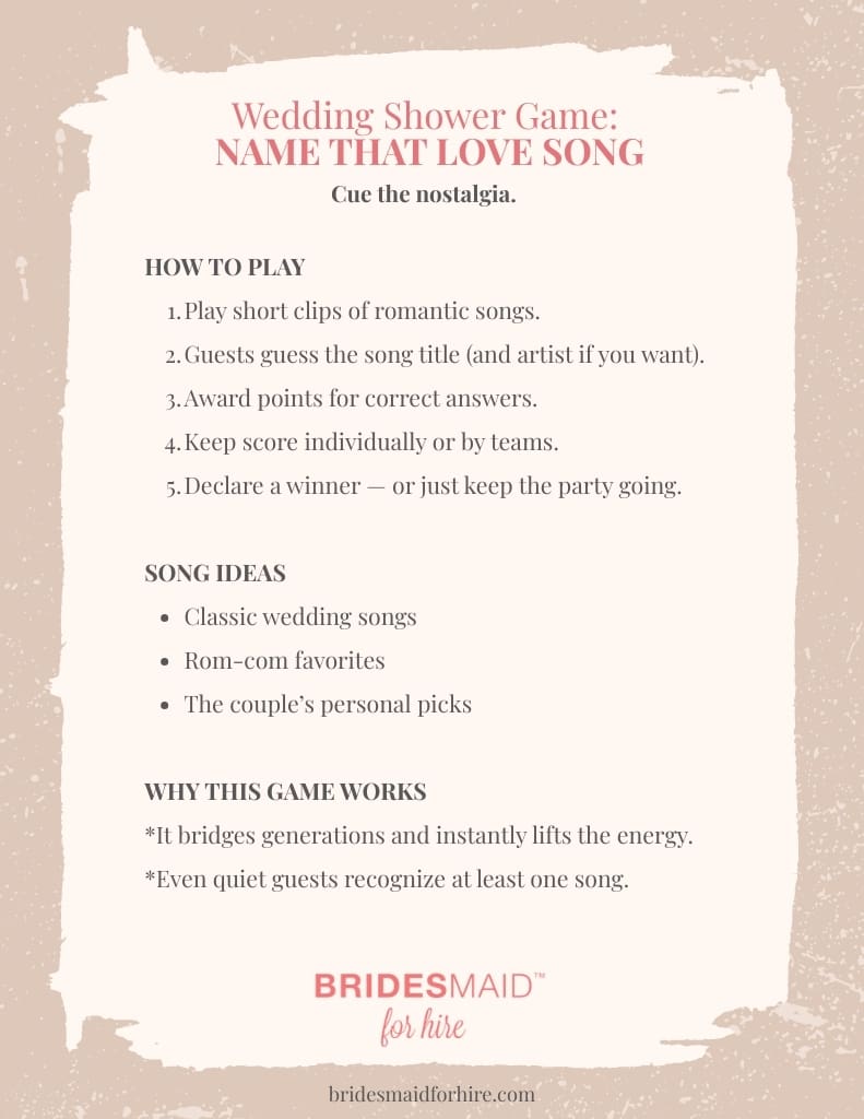 Wedding Shower Game_ NAME THAT LOVE SONG