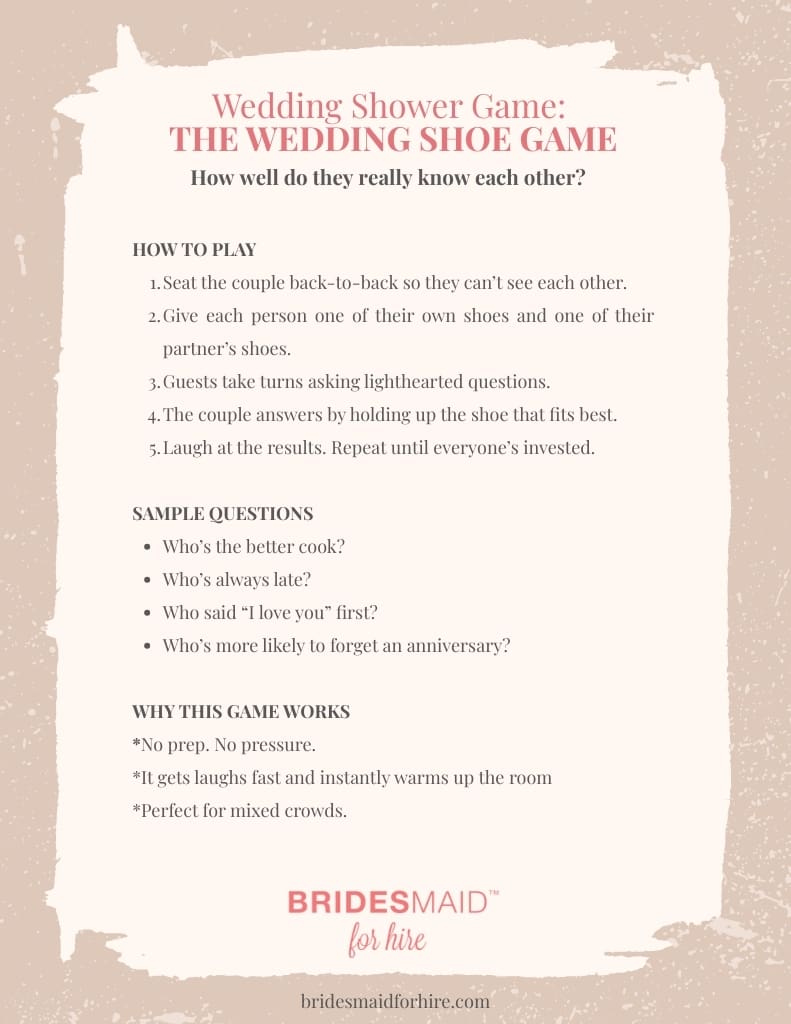 Wedding Shower Game_ THE WEDDING SHOE GAME