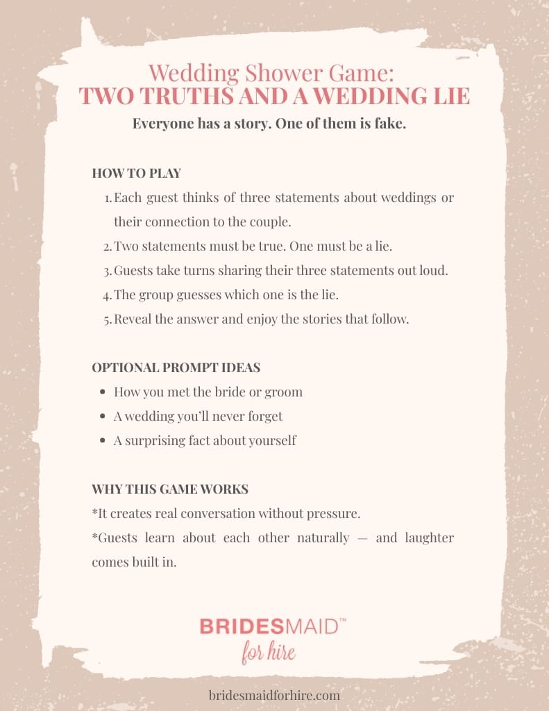 Wedding Shower Game_ TWO TRUTHS AND A WEDDING LIE